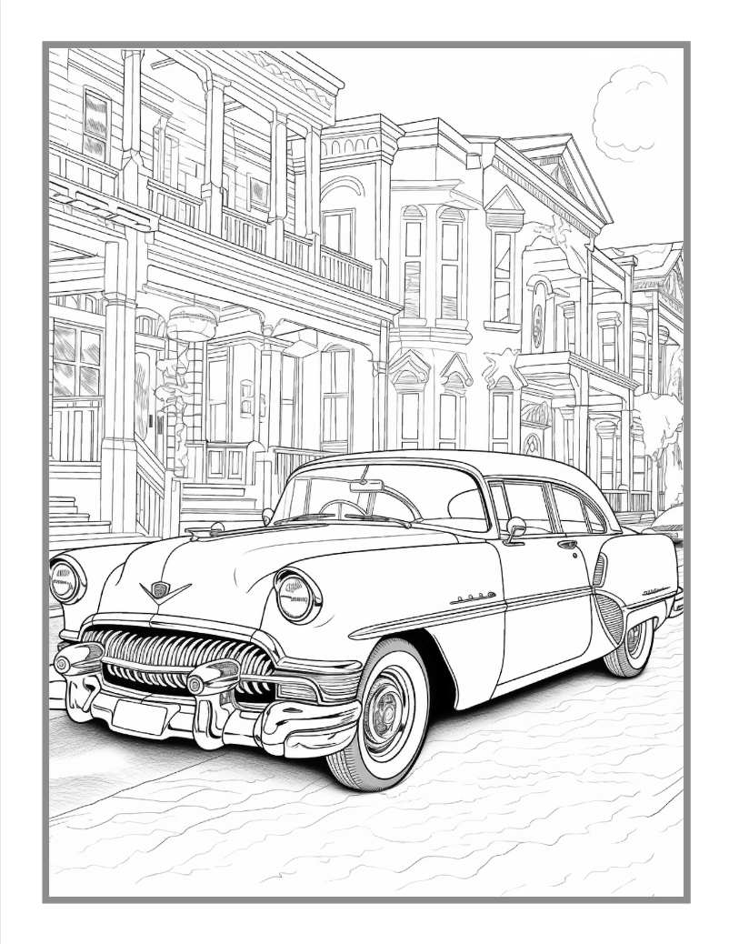 Vintage Old Classic Car Coloring Book for Adults And Kids 50 Pages Classic Car Coloring Pages Classic Car Enthusiasts Old Car Coloring Book