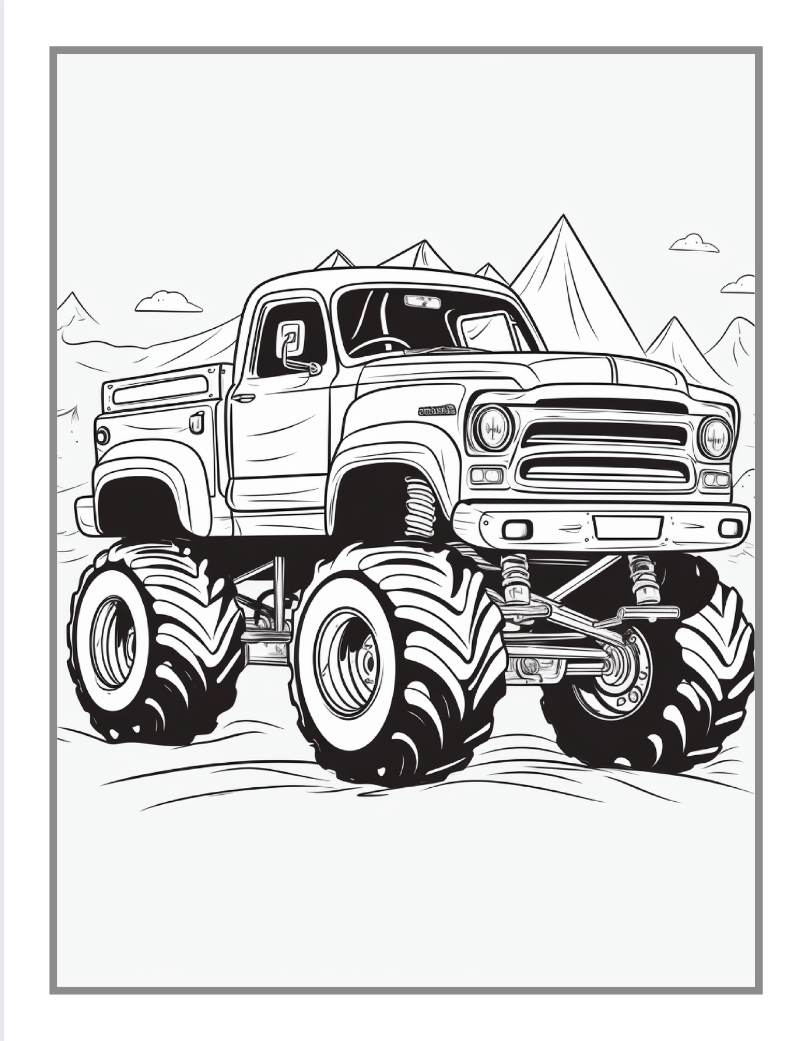 Monster Truck Coloring Book for Kids Children and Adults 50 Pages Monster Truck Coloring Activity Book Kids Ages 8-12 Truck Coloring Book