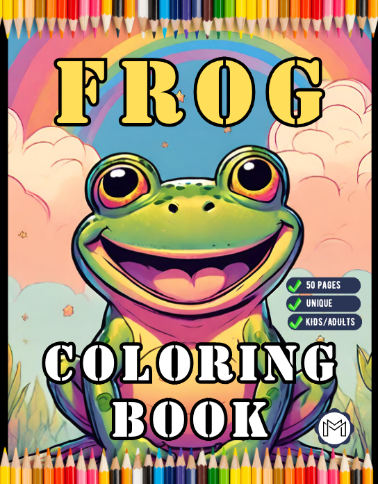 Cute Frog Coloring Book for Kids Children Adults 50 Pages Frog Coloring Activity Book for Kids Ages 8-12 Frog Coloring Book for Girls Boys