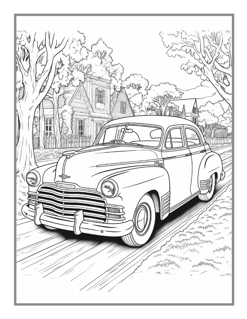 Vintage Old Classic Car Coloring Book for Adults And Kids 50 Pages Classic Car Coloring Pages Classic Car Enthusiasts Old Car Coloring Book