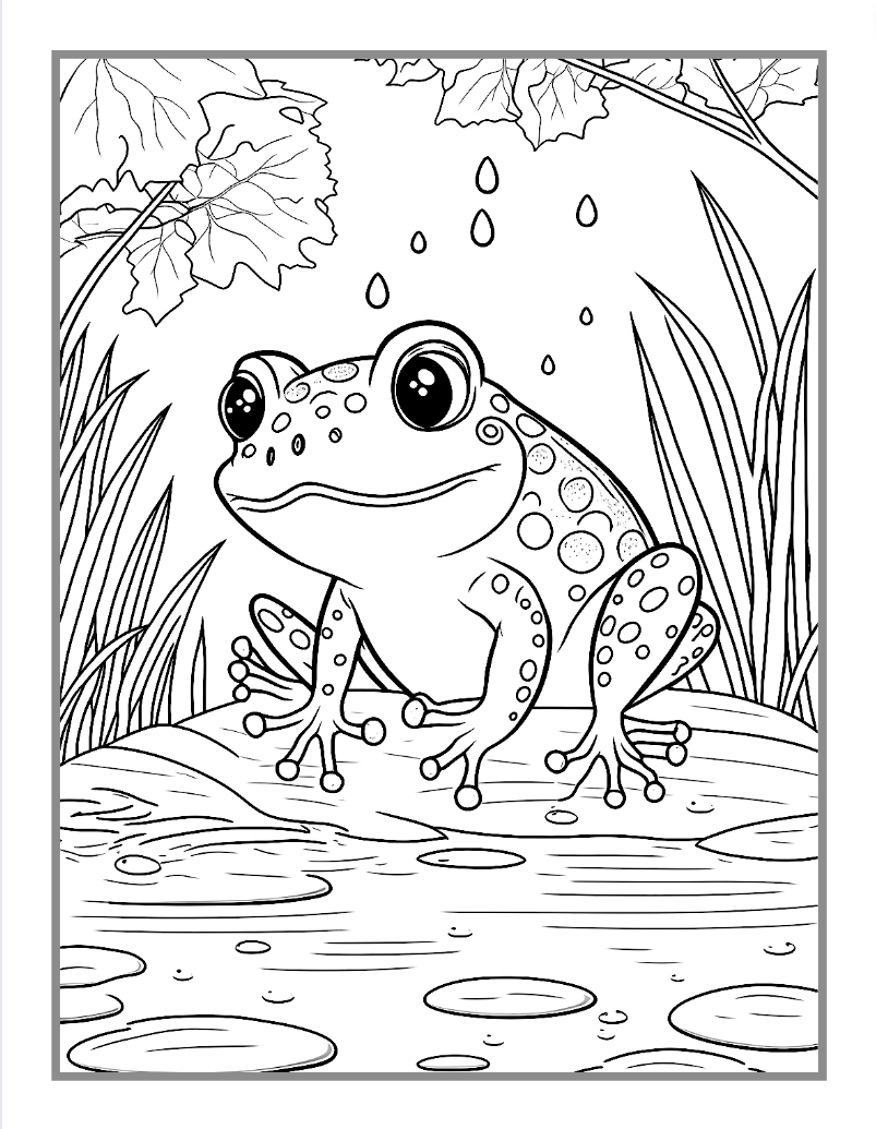 Cute Frog Coloring Book for Kids Children Adults 50 Pages Frog Coloring Activity Book for Kids Ages 8-12 Frog Coloring Book for Girls Boys