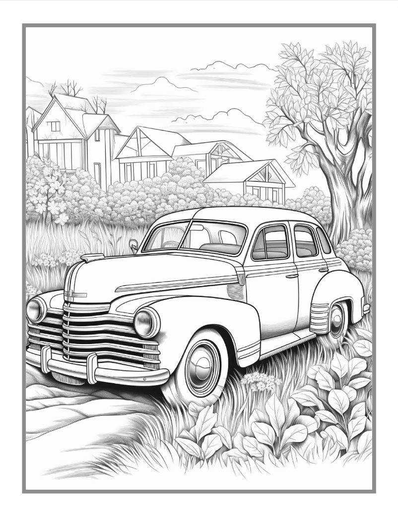 Vintage Old Classic Car Coloring Book for Adults And Kids 50 Pages Classic Car Coloring Pages Classic Car Enthusiasts Old Car Coloring Book