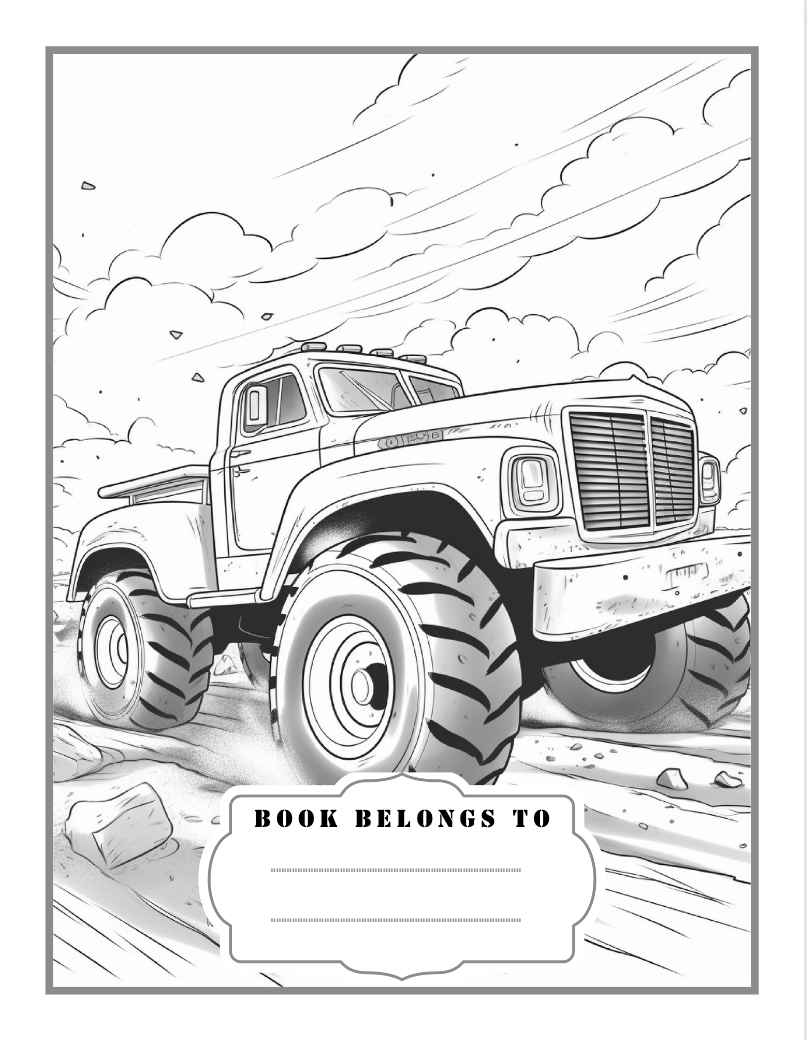 Monster Truck Coloring Book for Kids Children and Adults 50 Pages Monster Truck Coloring Activity Book Kids Ages 8-12 Truck Coloring Book