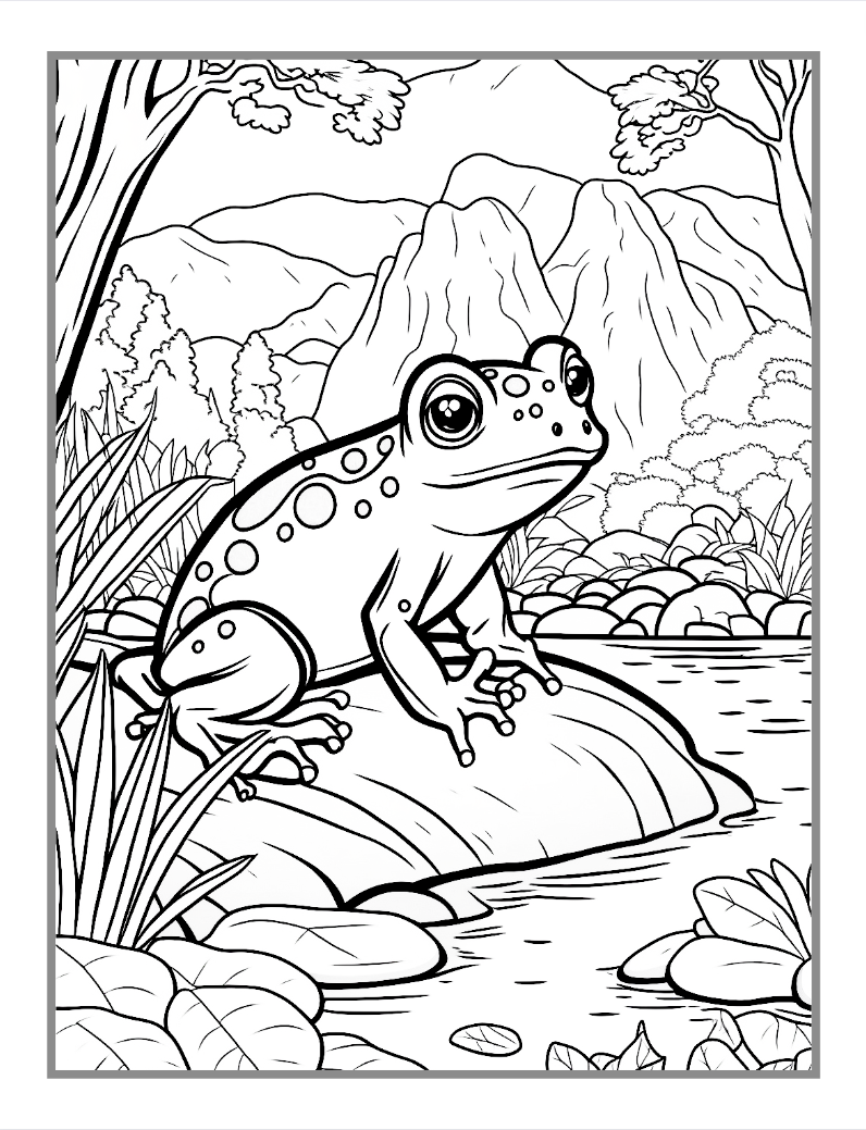 Cute Frog Coloring Book for Kids Children Adults 50 Pages Frog Coloring Activity Book for Kids Ages 8-12 Frog Coloring Book for Girls Boys