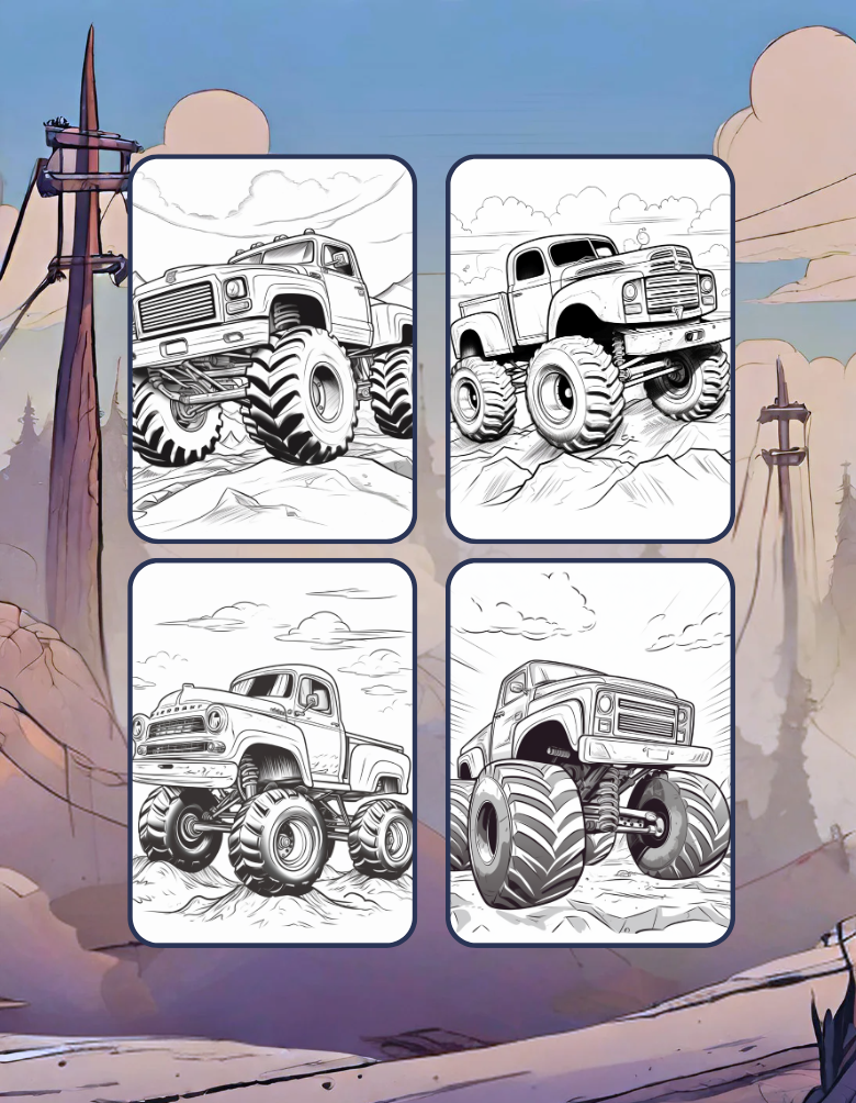 Monster Truck Coloring Book for Kids Children and Adults 50 Pages Monster Truck Coloring Activity Book Kids Ages 8-12 Truck Coloring Book