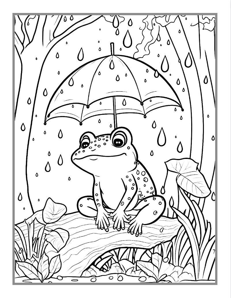 Cute Frog Coloring Book for Kids Children Adults 50 Pages Frog Coloring Activity Book for Kids Ages 8-12 Frog Coloring Book for Girls Boys