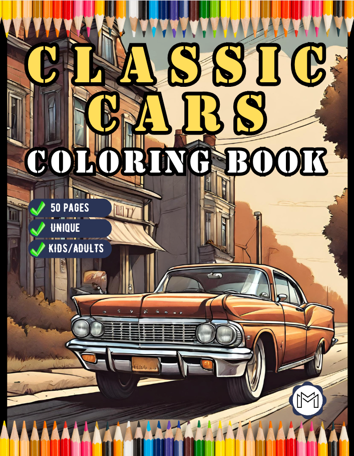 Vintage Old Classic Car Coloring Book for Adults And Kids 50 Pages Classic Car Coloring Pages Classic Car Enthusiasts Old Car Coloring Book