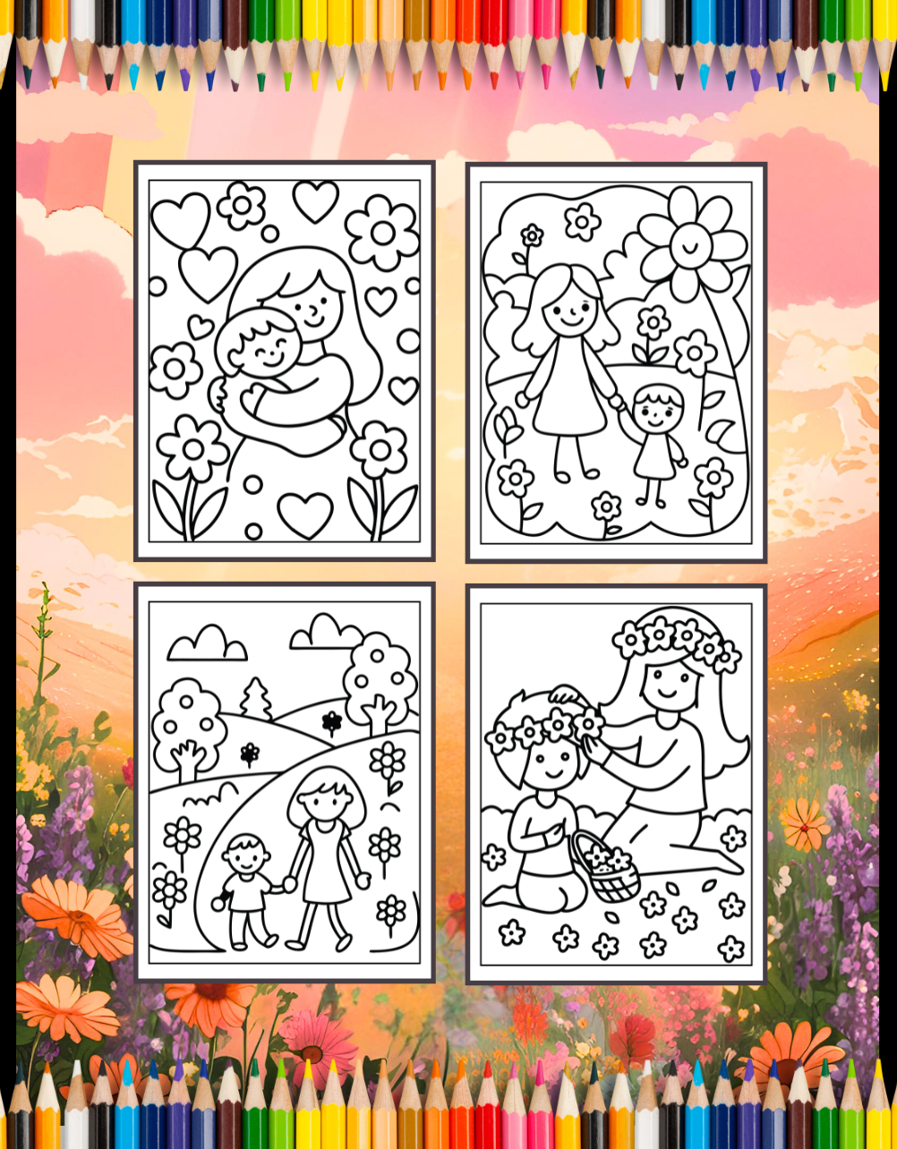 50 Pages Happy Mother's Day Coloring Book Gift for Kids Boys Girls Young Teens Youth Mom and Kids Coloring Pages Bold and Easy Mothers Day