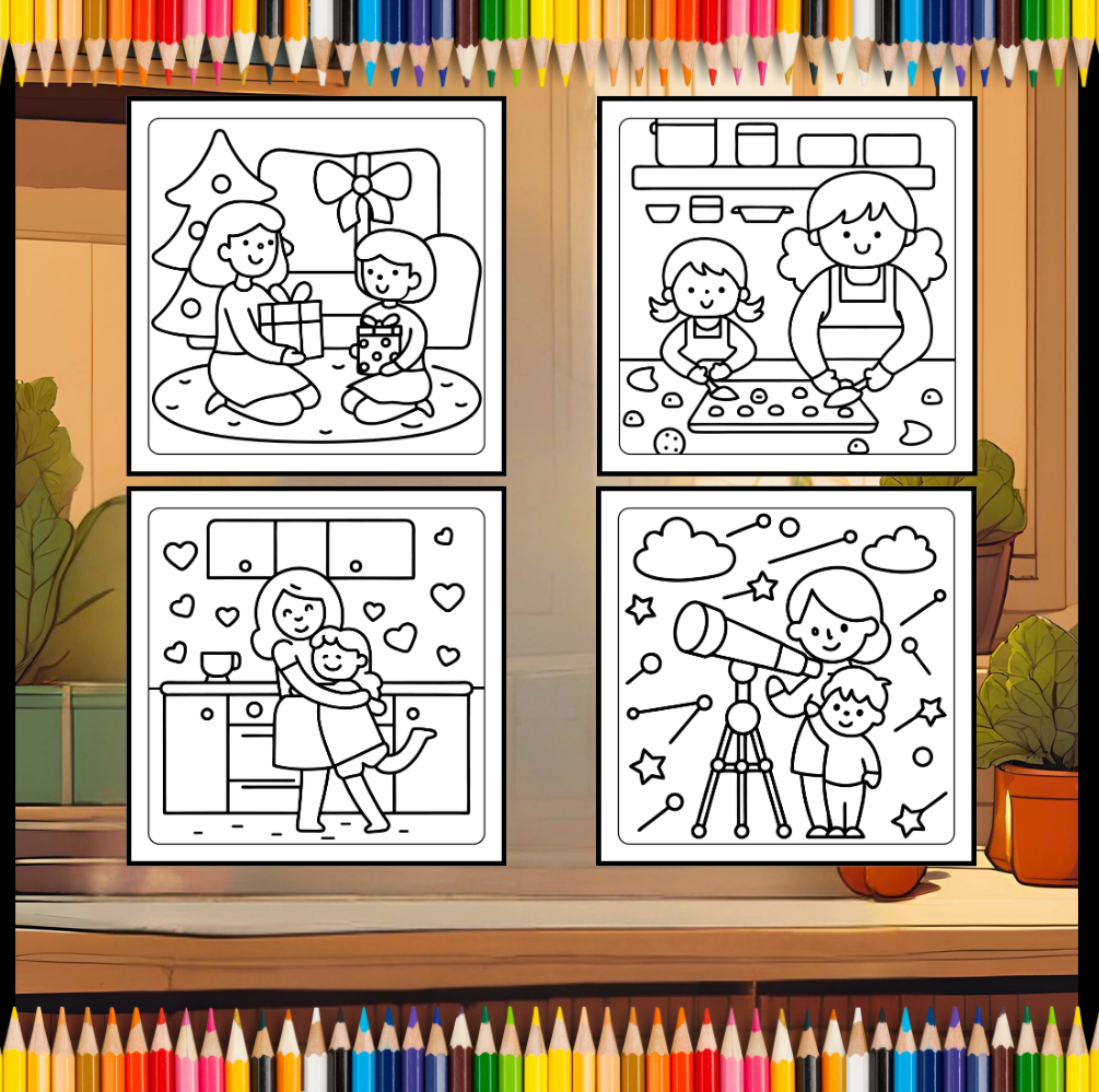 50 Pages Happy Mother's Day Coloring Book Gift for Kids Boys Girls Young Teens Youth Mom and Kids Coloring Pages Bold and Easy Mothers Day