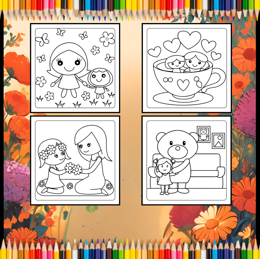 Happy Mother's Day Coloring Book Gift for Kids Boys Girls Young Teens Youth 50 Pages Mom and Kids Coloring Pages Bold and Easy Mothers Day