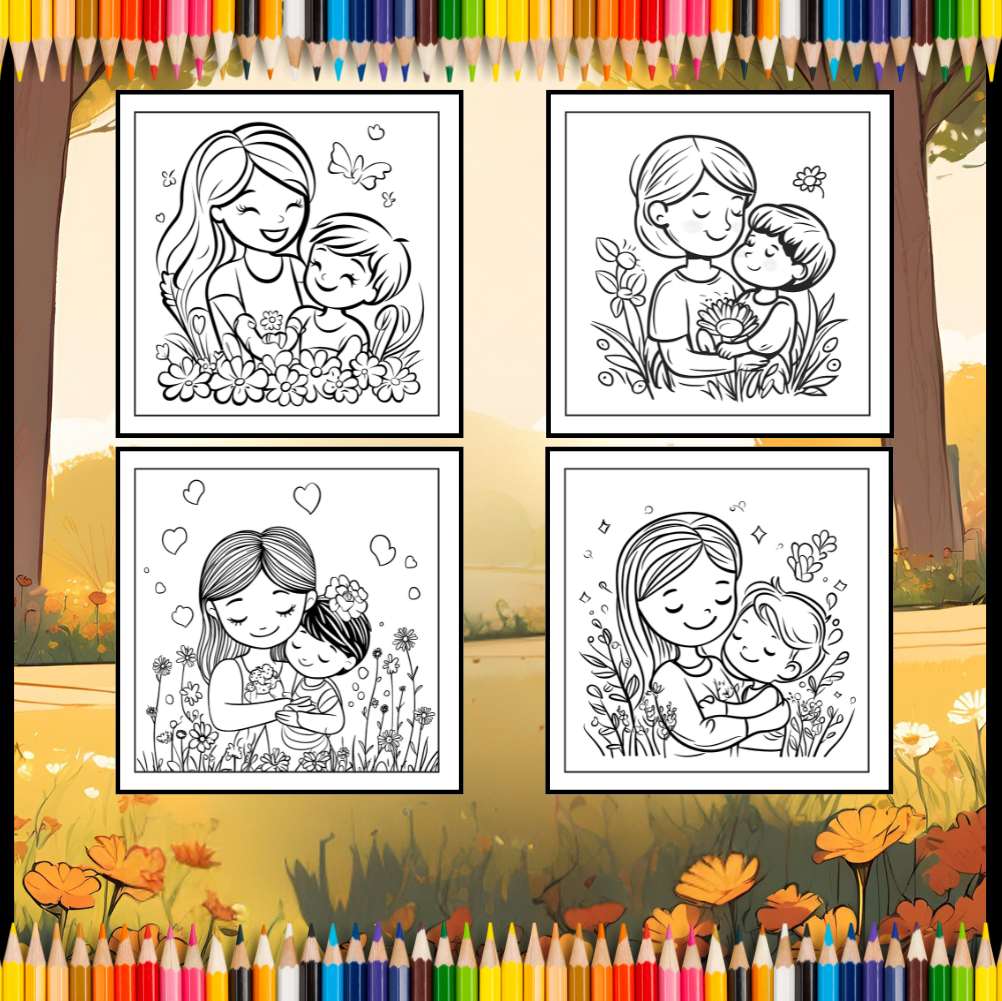 50 Pages Happy Mother's Day Coloring Book Gift for Kids Boys Girls Young Teens Youth Mom and Kids Coloring Pages Bold and Easy Mothers Day