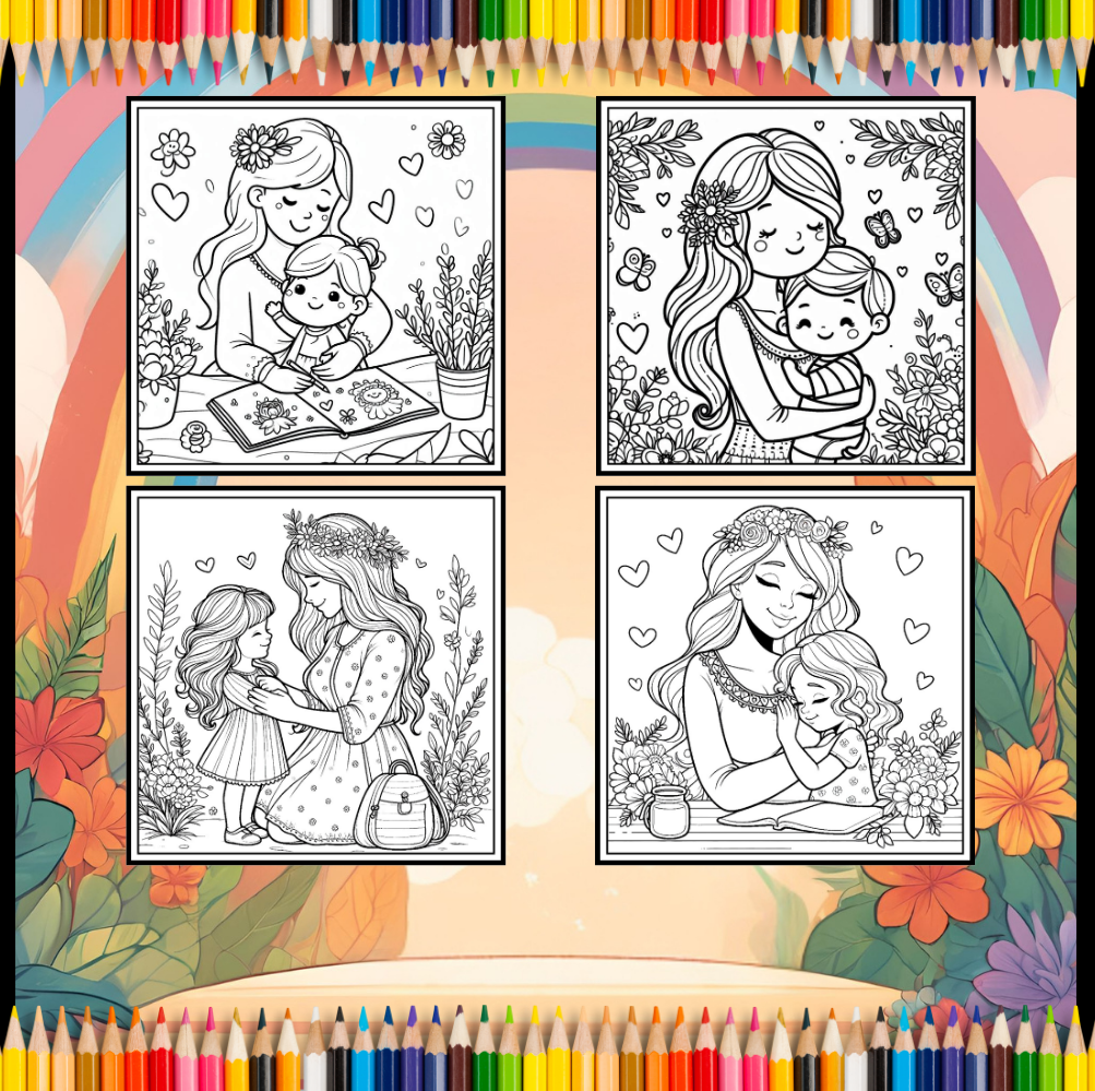 50 Pages Happy Mother's Day Coloring Book Gift for Kids Boys Girls Young Teens Youth Mom and Kids Coloring Pages Bold and Easy Mothers Day