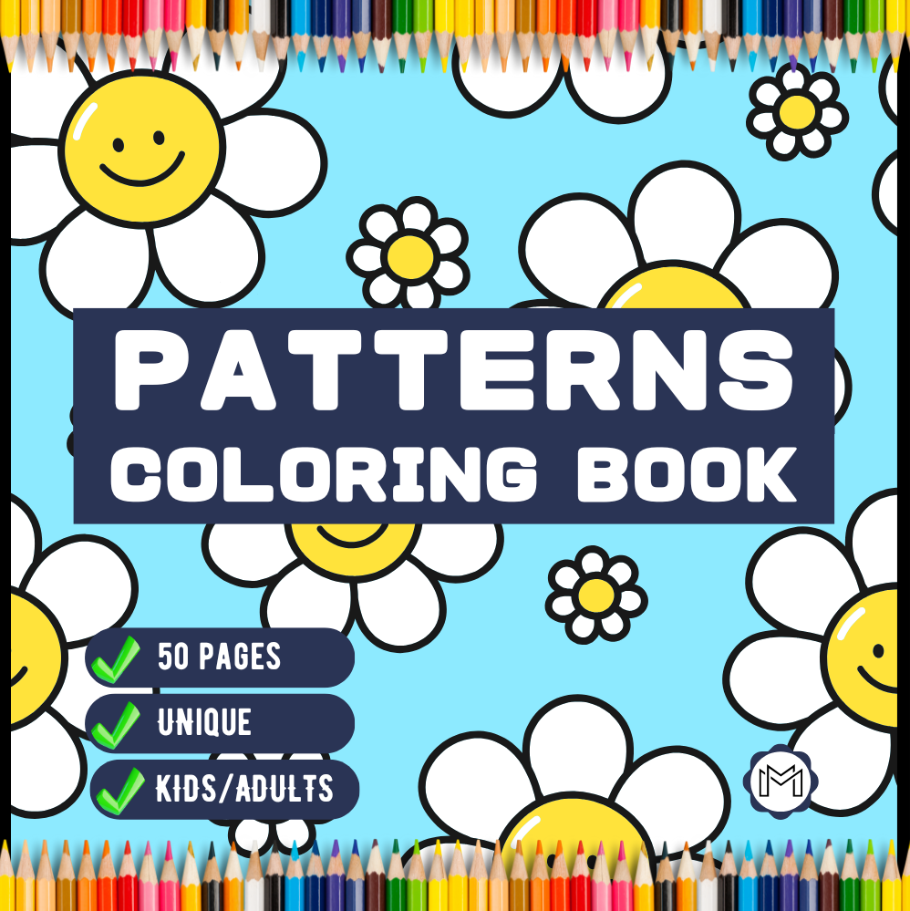 50 Pages Patterns Coloring Book Gift for Adults Men Women Kids Boys Girls Teens Youth Mindful Simple Pattern Shapes Coloring Activity Book