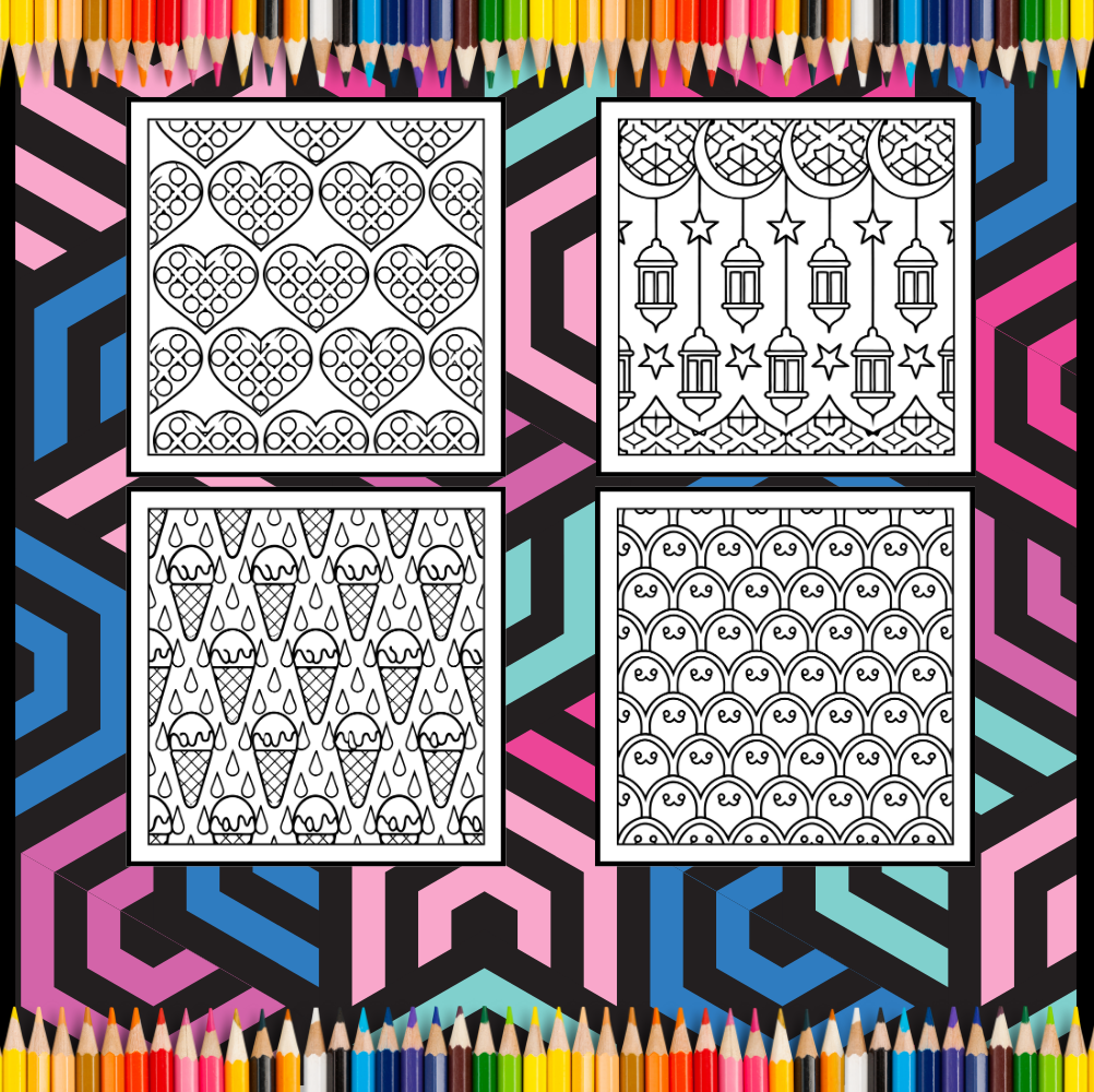 Patterns Coloring Book Gift for Adults Men Women Kids Boys Girls Teens Youth 50 Pages Mindful Simple Pattern Shapes Coloring Activity Book