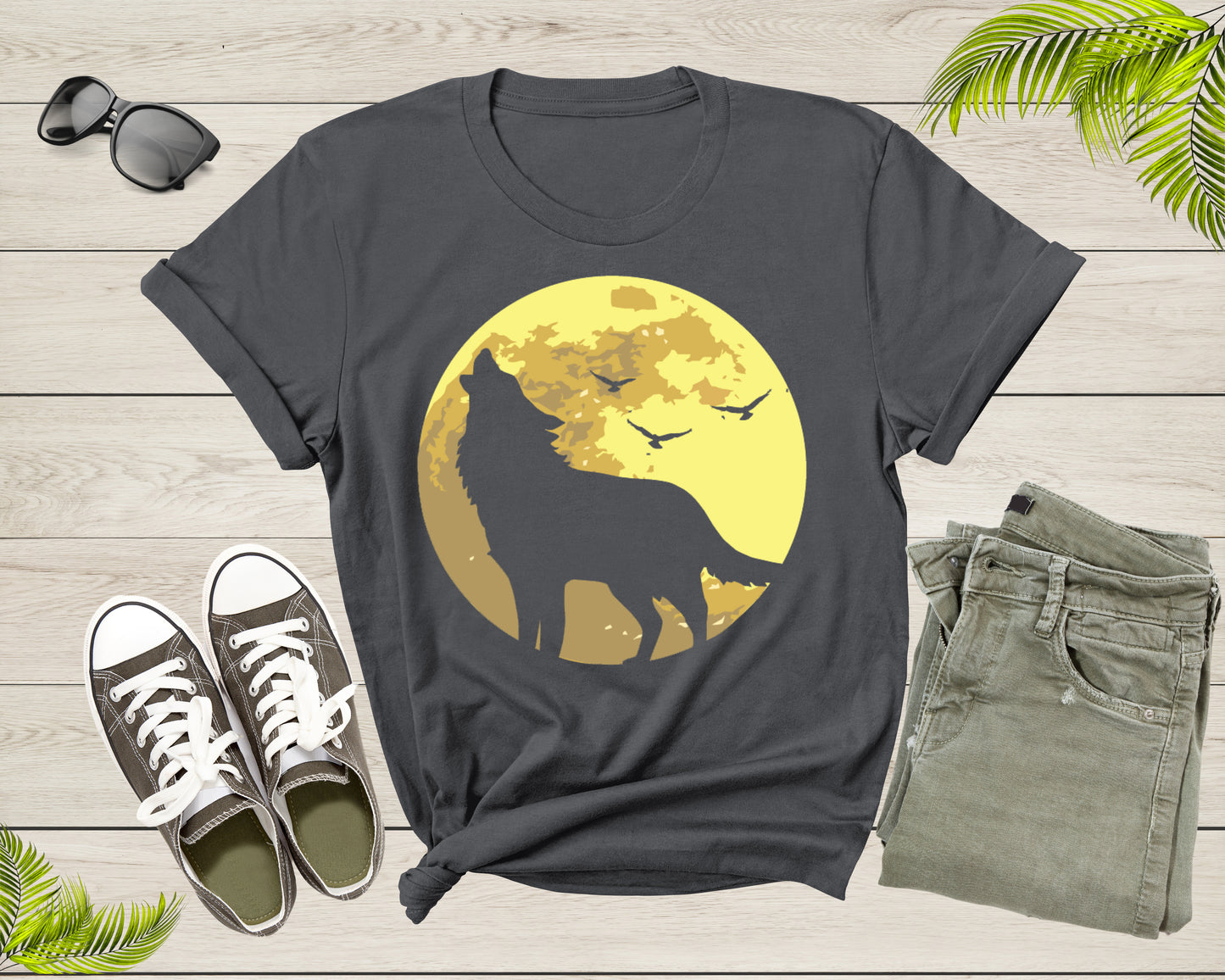 Lone Wolf Howling At Moon Gift For Men Women Kids Boys Girls T-shirt Mountain Wolf Moon Shirt Girls Boys Youth Wolf Graphic Design Tshirt