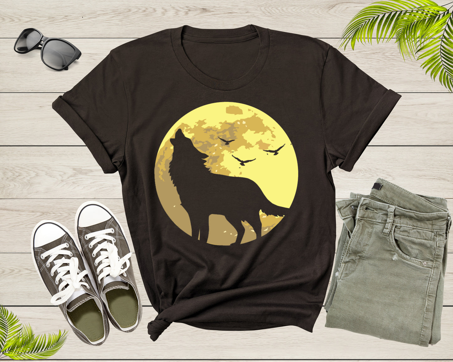 Lone Wolf Howling At Moon Gift For Men Women Kids Boys Girls T-shirt Mountain Wolf Moon Shirt Girls Boys Youth Wolf Graphic Design Tshirt