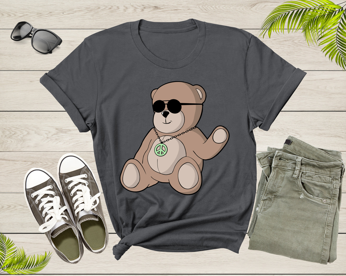 Cute Teddy Bear Animal Wearing Sunglasses Funny Waving Toy T-Shirt Teddy Bear Lover Gift T Shirt for Men Women Kids Boys Girls Tshirt