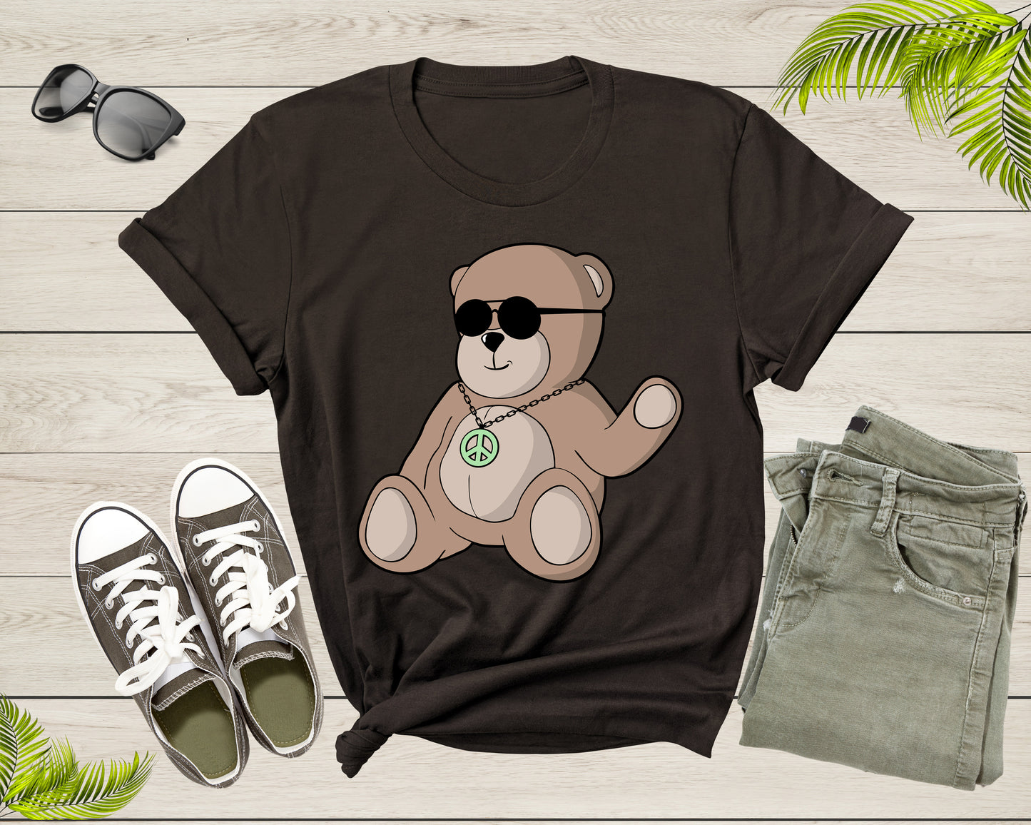 Cute Teddy Bear Animal Wearing Sunglasses Funny Waving Toy T-Shirt Teddy Bear Lover Gift T Shirt for Men Women Kids Boys Girls Tshirt