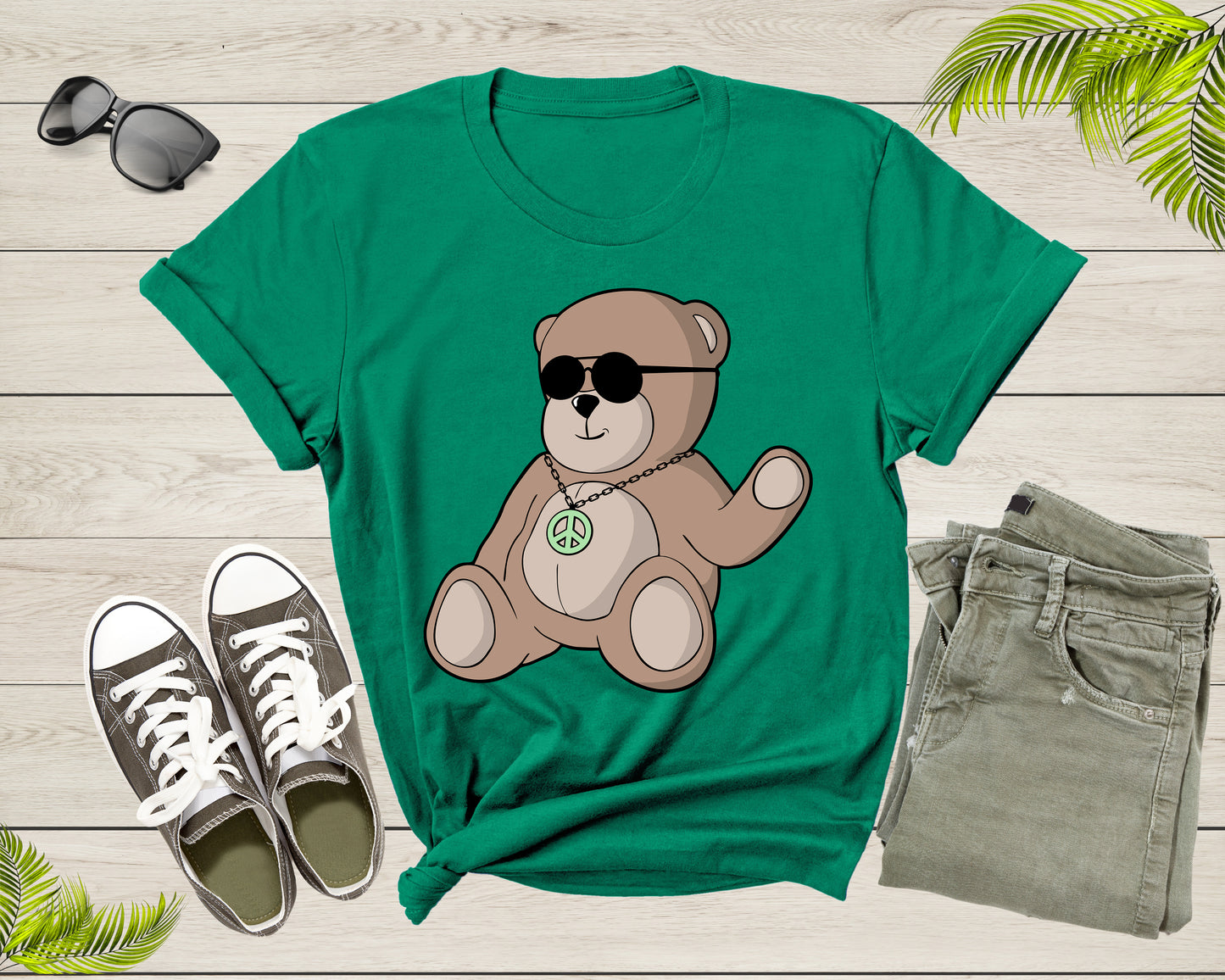 Cute Teddy Bear Animal Wearing Sunglasses Funny Waving Toy T-Shirt Teddy Bear Lover Gift T Shirt for Men Women Kids Boys Girls Tshirt