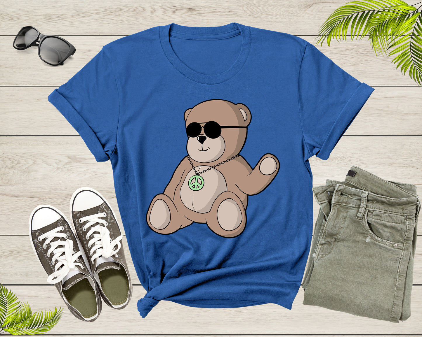 Cute Teddy Bear Animal Wearing Sunglasses Funny Waving Toy T-Shirt Teddy Bear Lover Gift T Shirt for Men Women Kids Boys Girls Tshirt