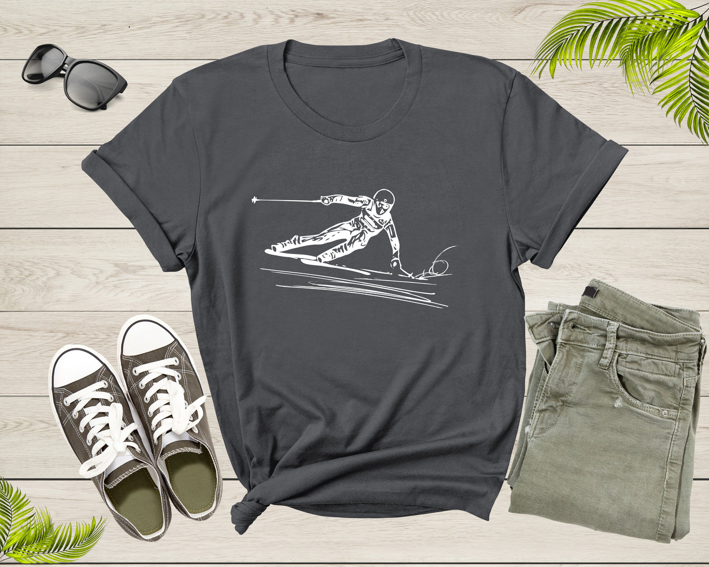 Extreme Sports Skiing Snow Winter Ski Downhill Slalom Skier T-Shirt Ski Lover Gift T Shirt for Men Women Kids Boys Girls Graphic Tshirt