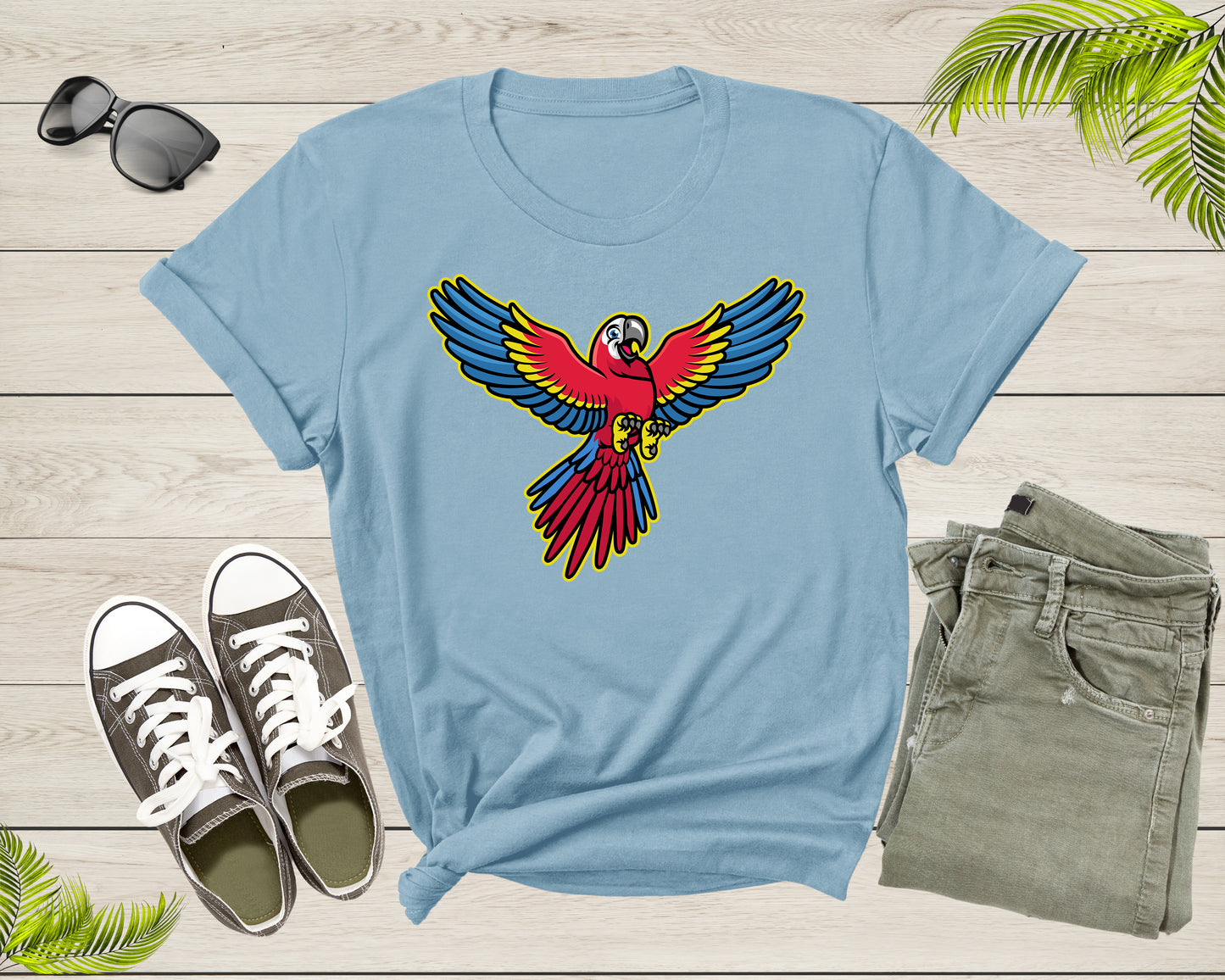 Flying Cute Colorful Parrot Tropic Exotic Bird for Men Women T-Shirt Parrot Lover Gift T Shirt for Men Women Kids Boys Girls Graphic Tshirt