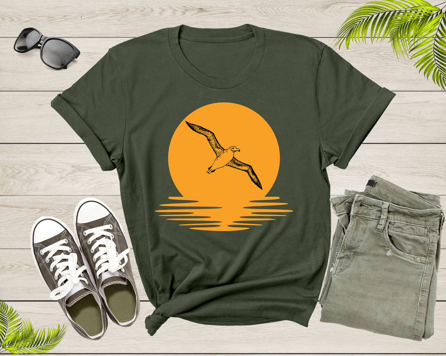 Flying Soaring Wandering Albatross Bird Lover Gift Shirt For Men Women Kids Boys Girls Cool Albatross Graphic Print Sunset Seabird Tshirt