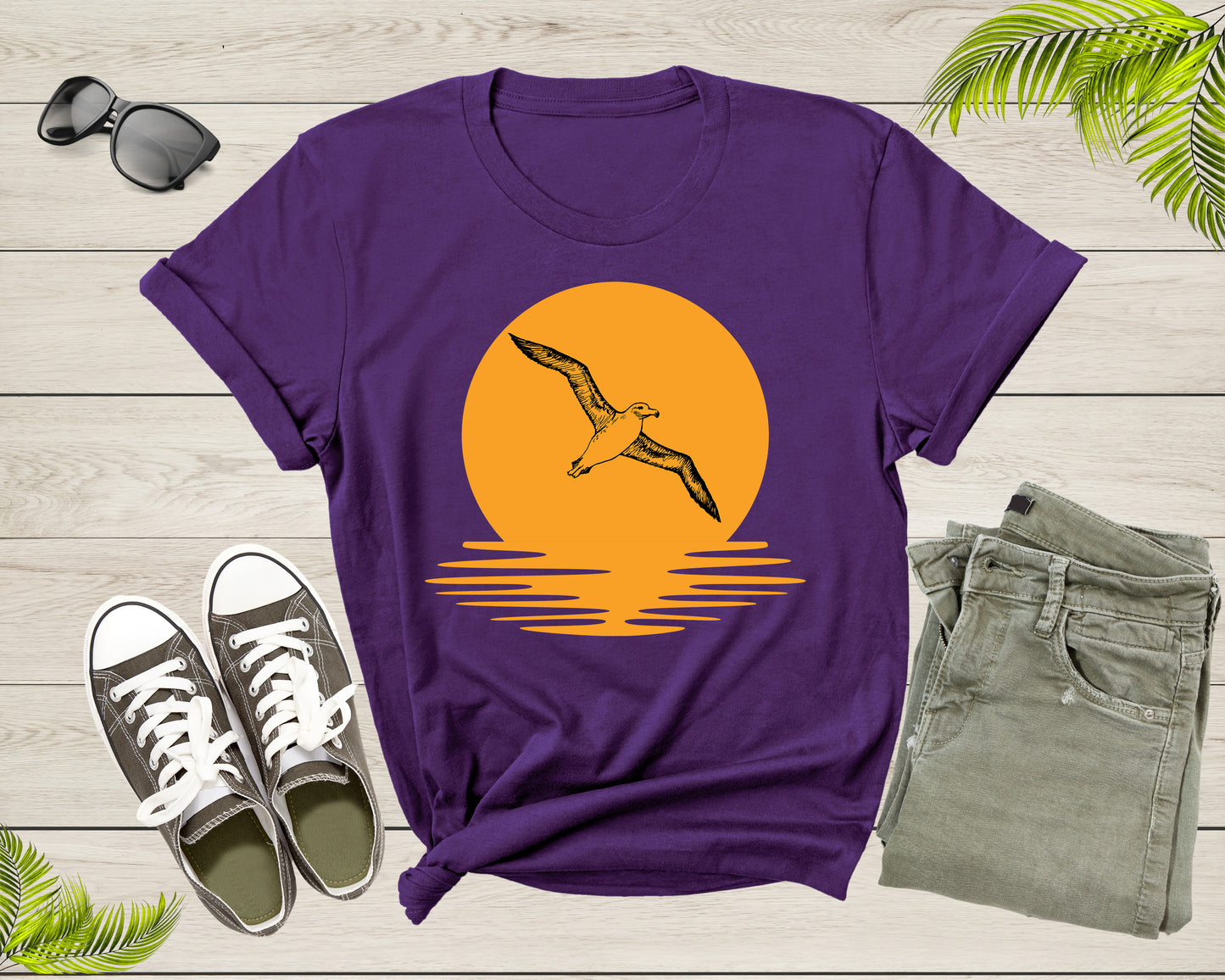 Flying Soaring Wandering Albatross Bird Lover Gift Shirt For Men Women Kids Boys Girls Cool Albatross Graphic Print Sunset Seabird Tshirt