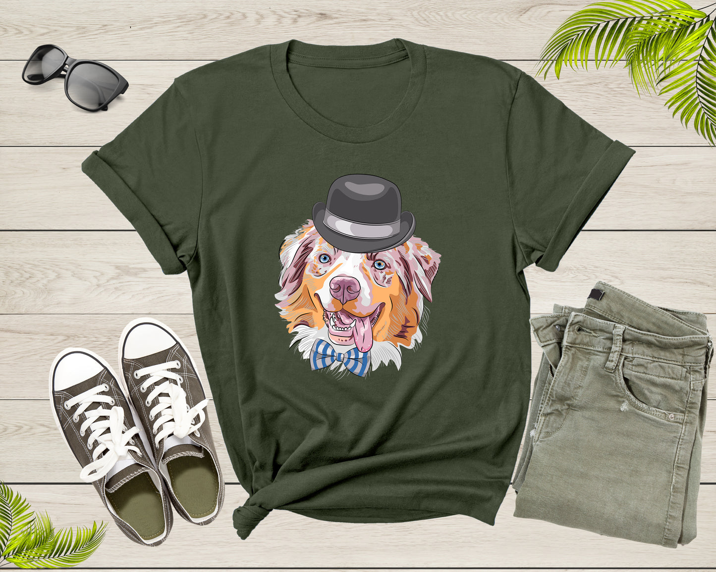 Funny Cute Pet Dog Doggie Puppy Animal Wearing Black Hat T-Shirt Dog Puppy Lover Gift T Shirt for Men Women Kids Boys Girls Graphic Tshirt