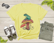 Load image into Gallery viewer, Cool Green Frog Toad Animal Sitting on Mushrooms Thinking T-Shirt Frog Lover Shirt Frog And Toad Mushroom Shirt Frog Lover Animal Tshirt