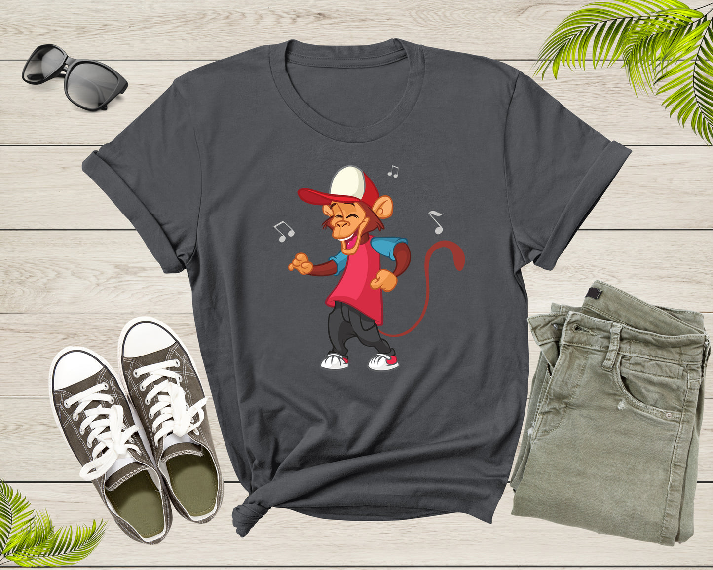 Funny Dancing Monkey Ape Music Note for Men Women Boys Girls T-Shirt Monkey Lover Gift T Shirt for Men Women Kids Boys Girls Graphic Tshirt