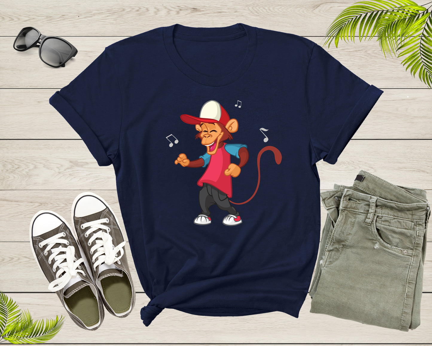 Funny Dancing Monkey Ape Music Note for Men Women Boys Girls T-Shirt Monkey Lover Gift T Shirt for Men Women Kids Boys Girls Graphic Tshirt