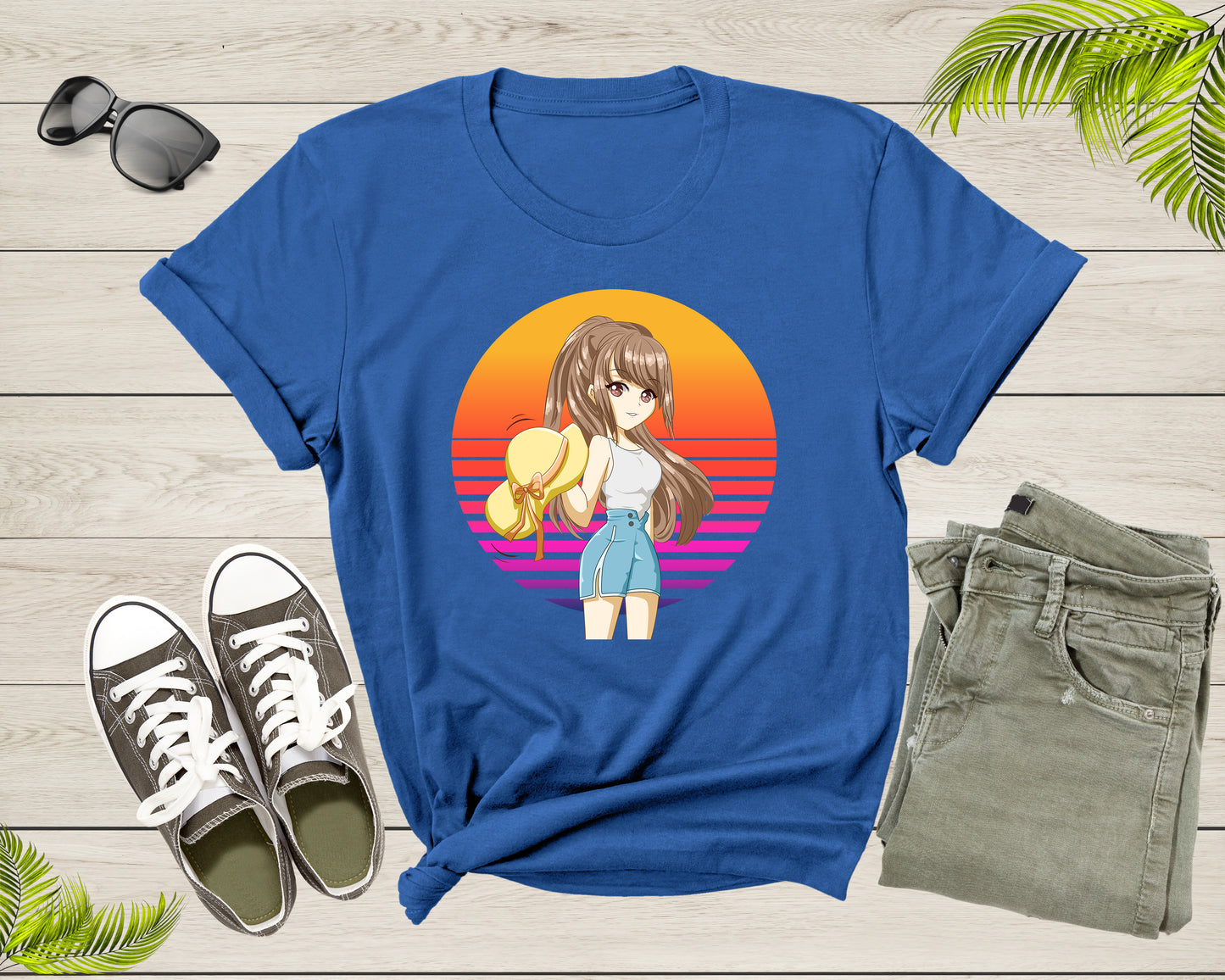 Happy Beautiful Japanese Anime Girl with Hat Manga Drawing T-Shirt Retro Anime Lover Gift T Shirt for Men Women Kids Boys Girls Tshirt