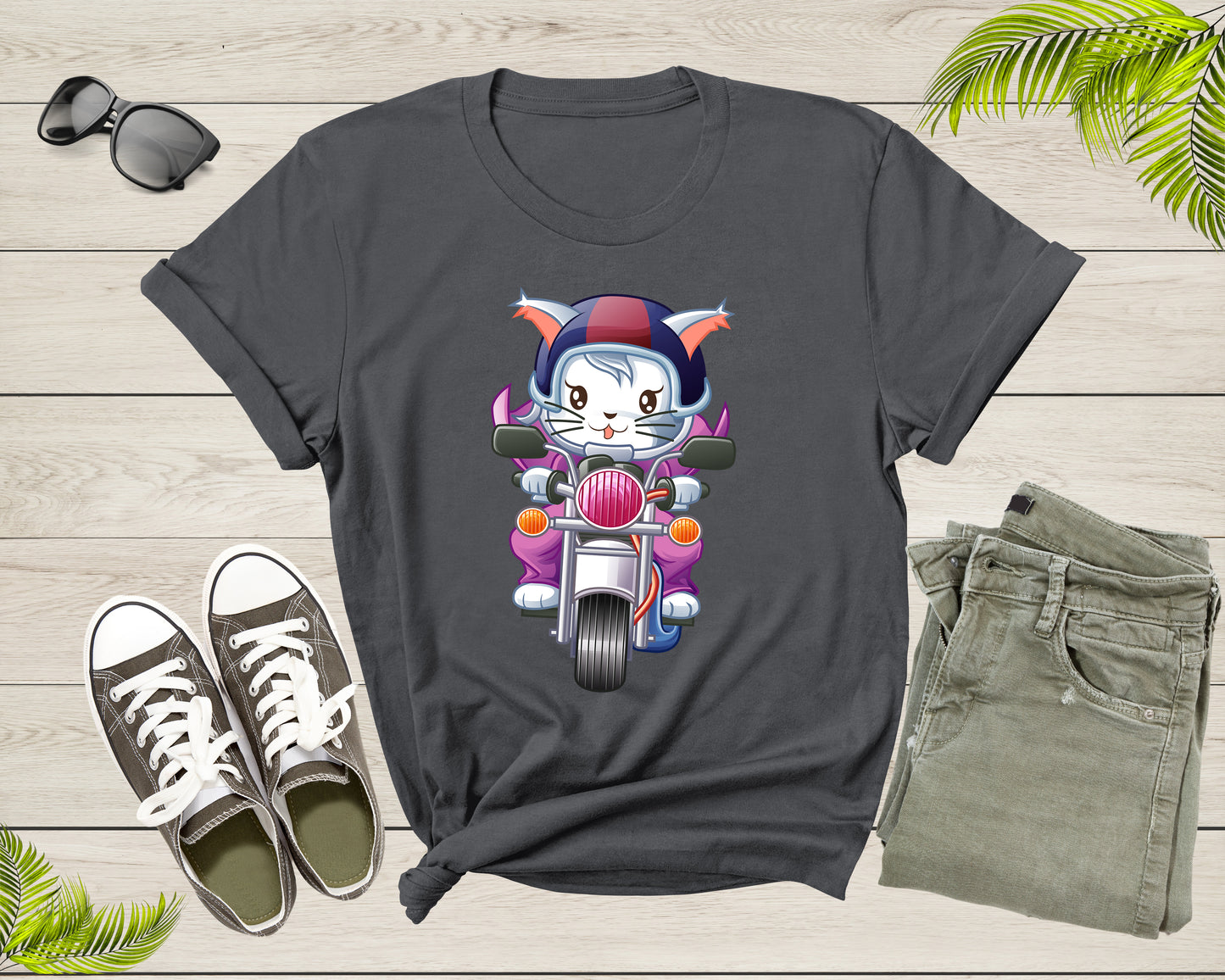 Happy Cat Kitten Rider Riding Bike Motorcycle Motorbike T-shirt Cat Lover Funny Cat Shirt Cute Cat Owner Mom Shirt Cat Lady Rider Tshirt