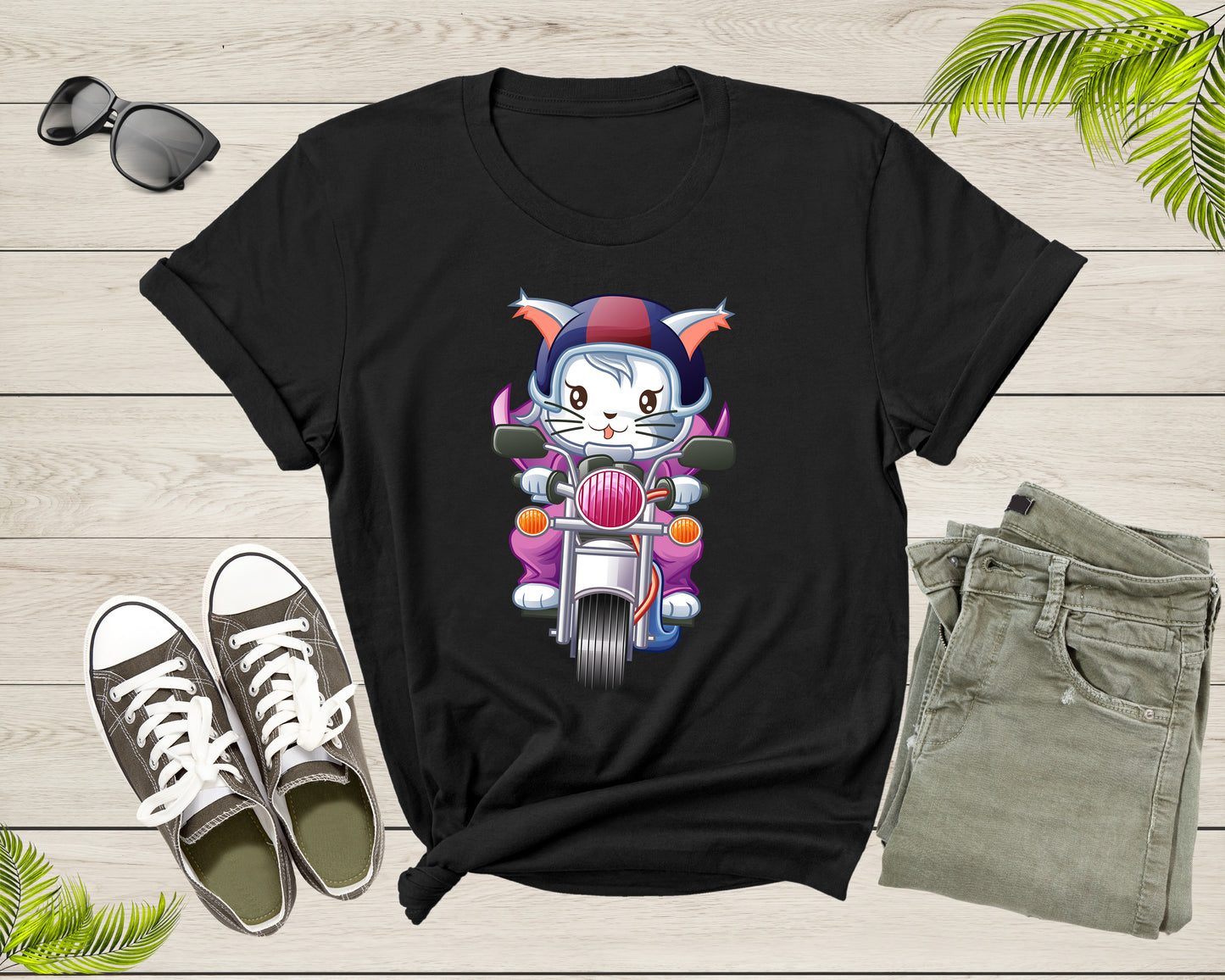 Happy Cat Kitten Rider Riding Bike Motorcycle Motorbike T-shirt Cat Lover Funny Cat Shirt Cute Cat Owner Mom Shirt Cat Lady Rider Tshirt
