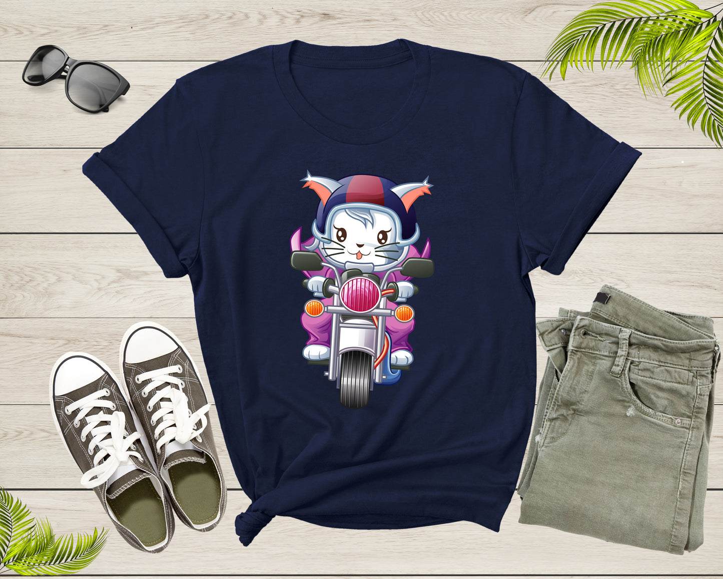 Happy Cat Kitten Rider Riding Bike Motorcycle Motorbike T-shirt Cat Lover Funny Cat Shirt Cute Cat Owner Mom Shirt Cat Lady Rider Tshirt