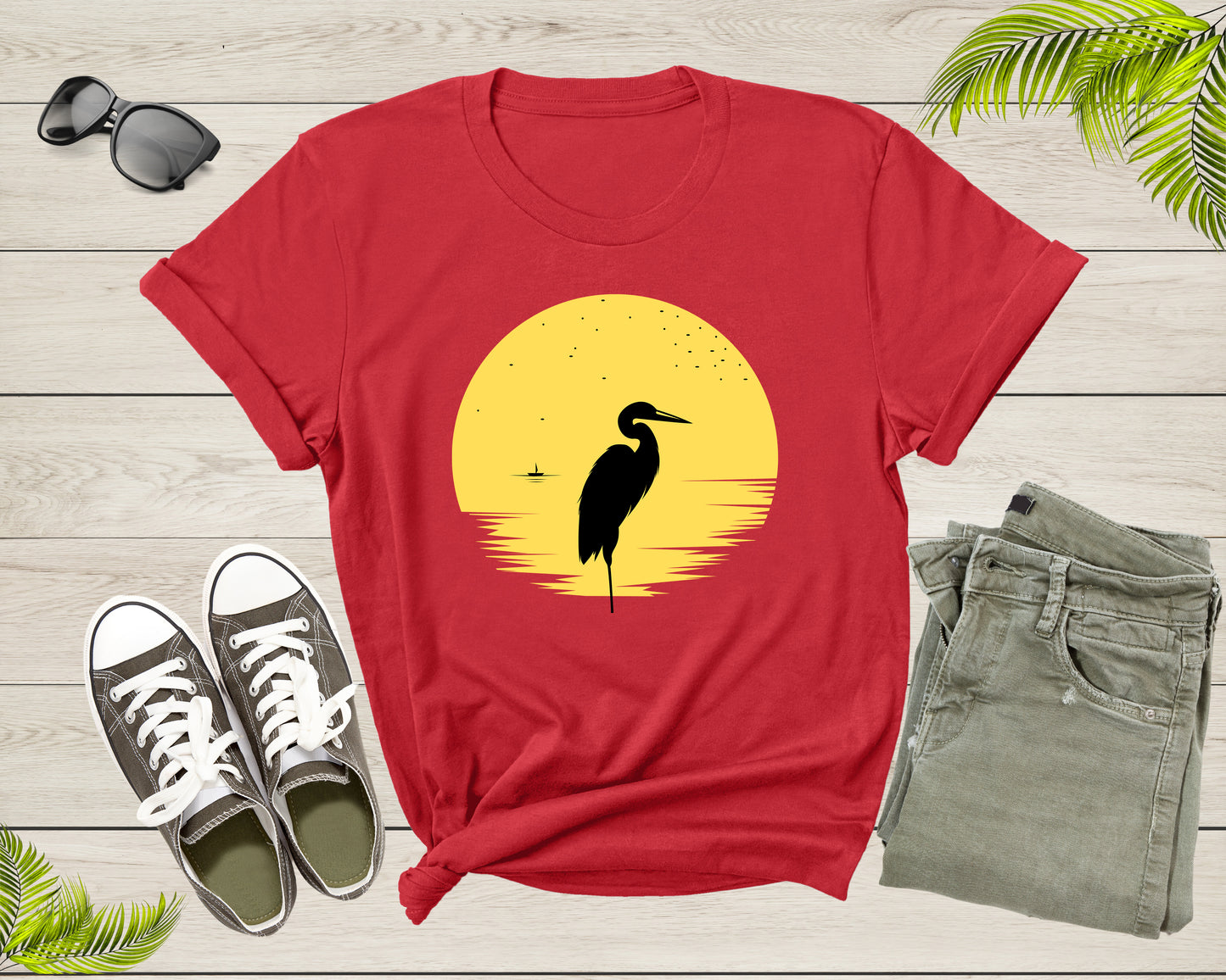 Heron Birds at Sunset Animal Wildlife Bird for Men Women T-Shirt Heron Bird Lover Gift T Shirt for Men Women Kids Boys Girls Tshirt