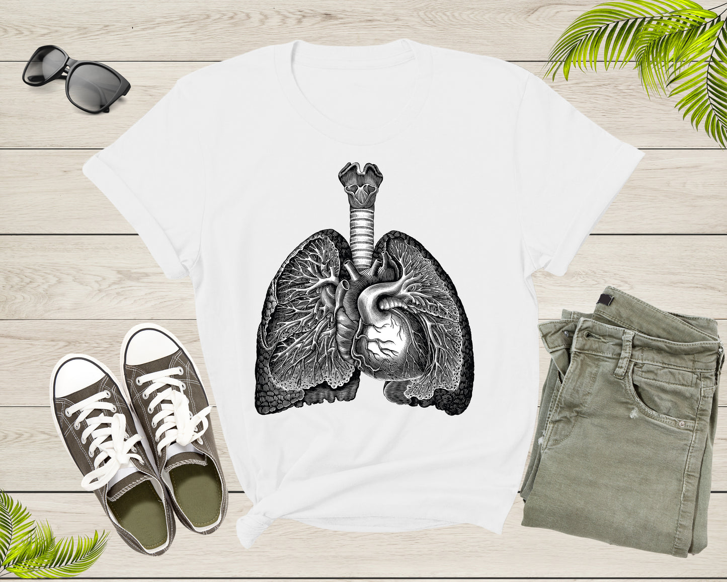 Human Internal Organs Lungs Heart Upper Body Anatomy Lover T-Shirt Doctor Nurse Gift T Shirt for Men Women Kids Boys Girls Tshirt