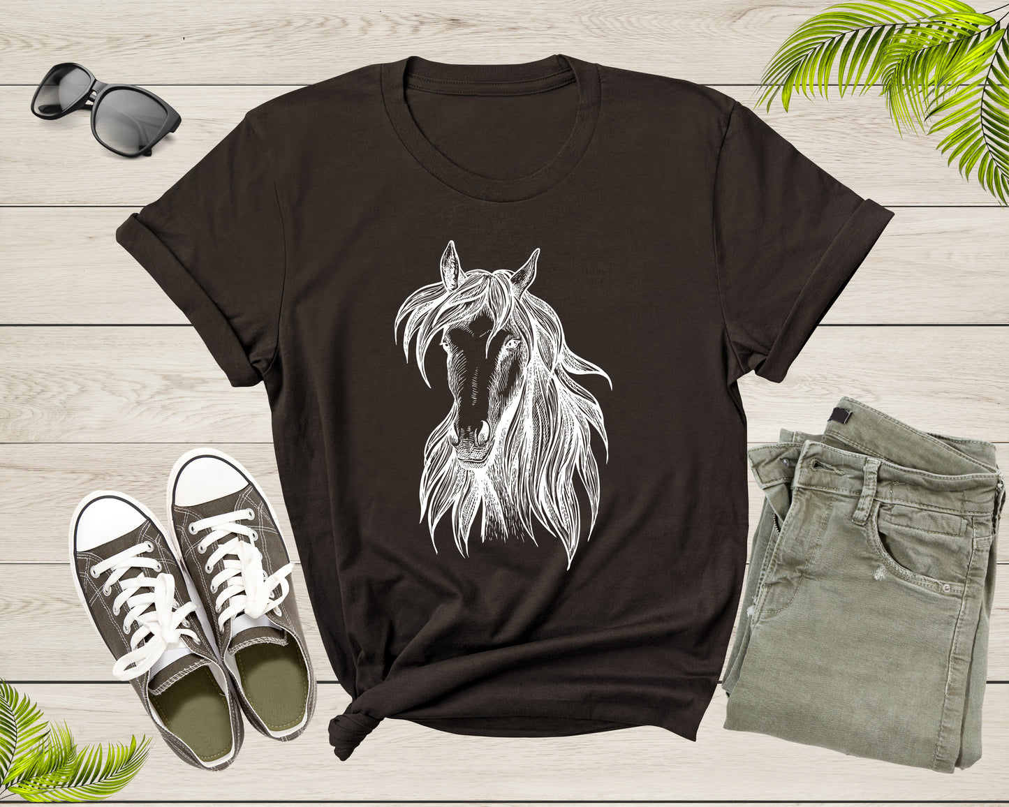 Cool Horse Pony Lover Gift Shirt For Men Women Kids Girls Boys Aesthetic Horse Lover Gift Ideas Tshirt Graphic Horse Head Silhouette T-shirt
