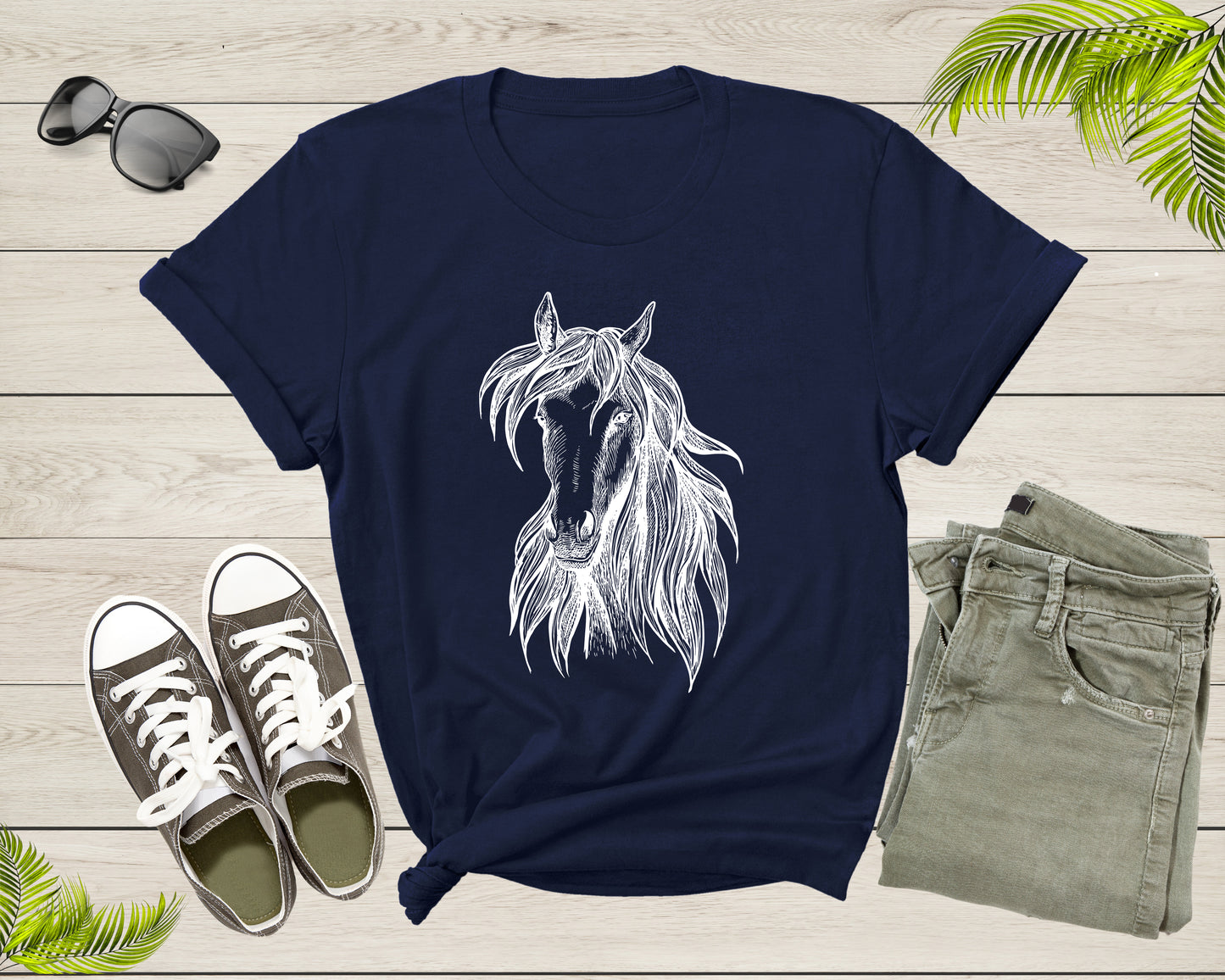 Cool Horse Pony Lover Gift Shirt For Men Women Kids Girls Boys Aesthetic Horse Lover Gift Ideas Tshirt Graphic Horse Head Silhouette T-shirt