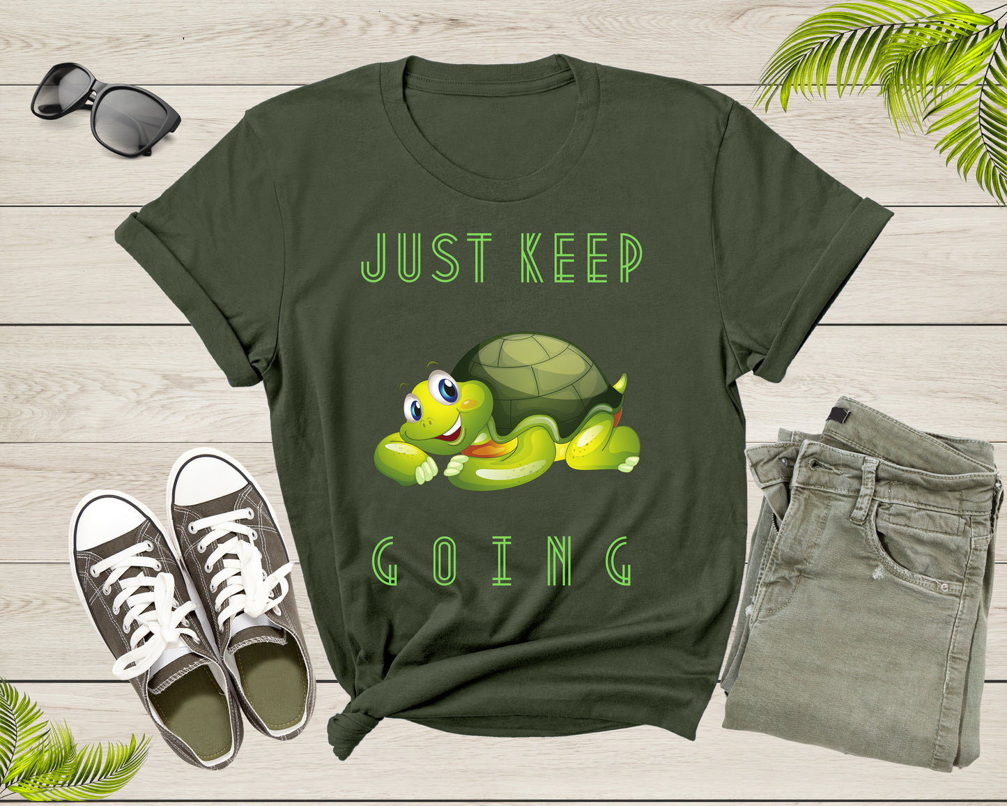 Just Keep Going Cute Turtle Tortoise Motivational Inspire T-Shirt Tortoise Quote Lover Gift T Shirt for Men Women Kids Boys Girls Tshirt