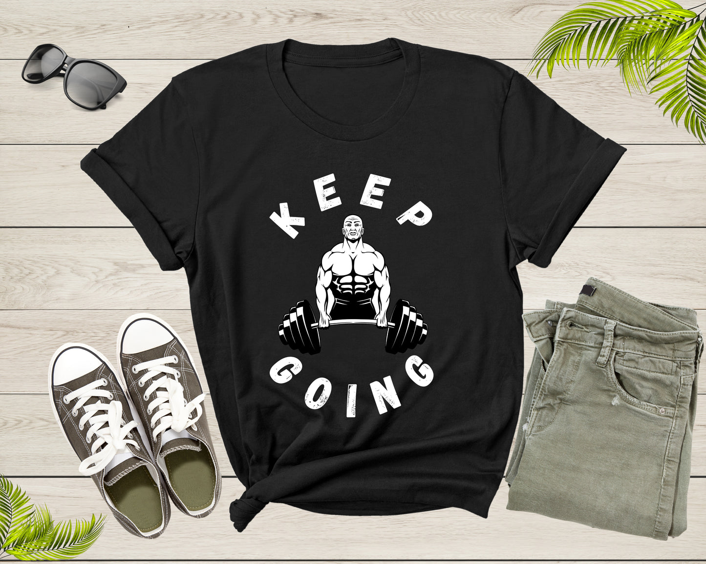 Keep Going Cool Motivational Quote Meme Weightlifter Power T-Shirt GYM Lover Gift T Shirt for Men Women Kids Boys Girls Teens Tshirt