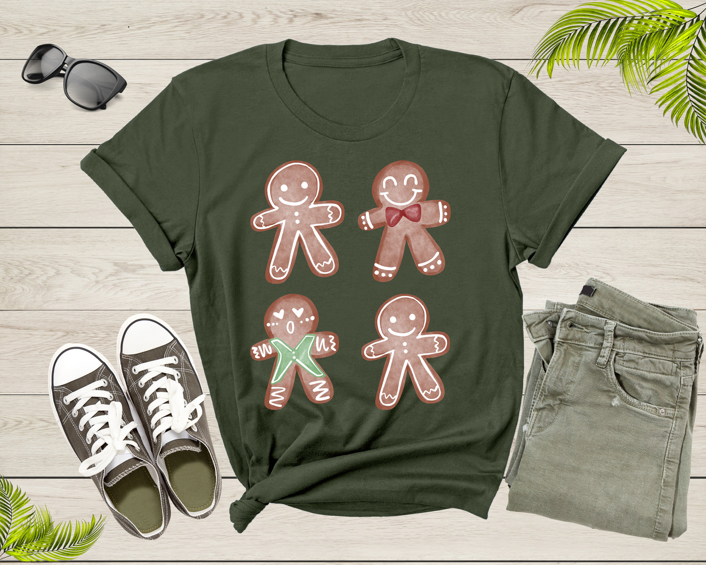 Merry Christmas Cookies Xmas Gingerbread Man Dessert Design T-Shirt Christmas Lover Gift T Shirt for Men Women Kids Boys Girls Teens Tshirt