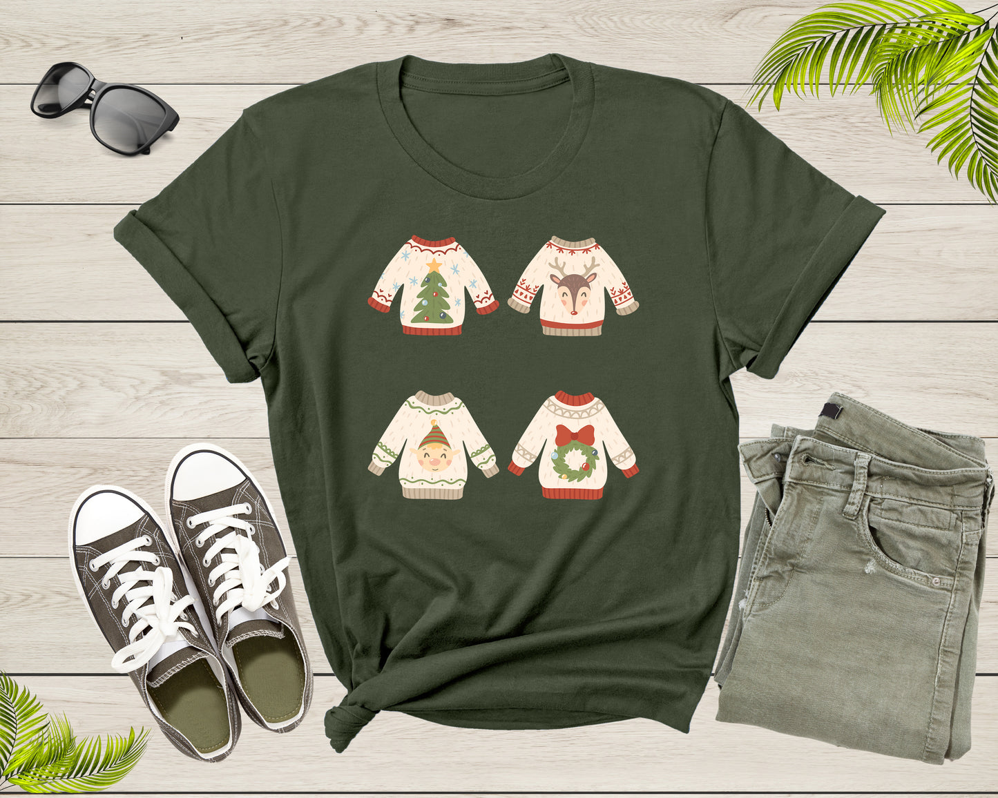 Merry Christmas Sweaters Designs Xmas Noel Art Tree Deer T-Shirt Christmas Lover Gift T Shirt for Men Women Kids Boys Girls Teens Tshirt