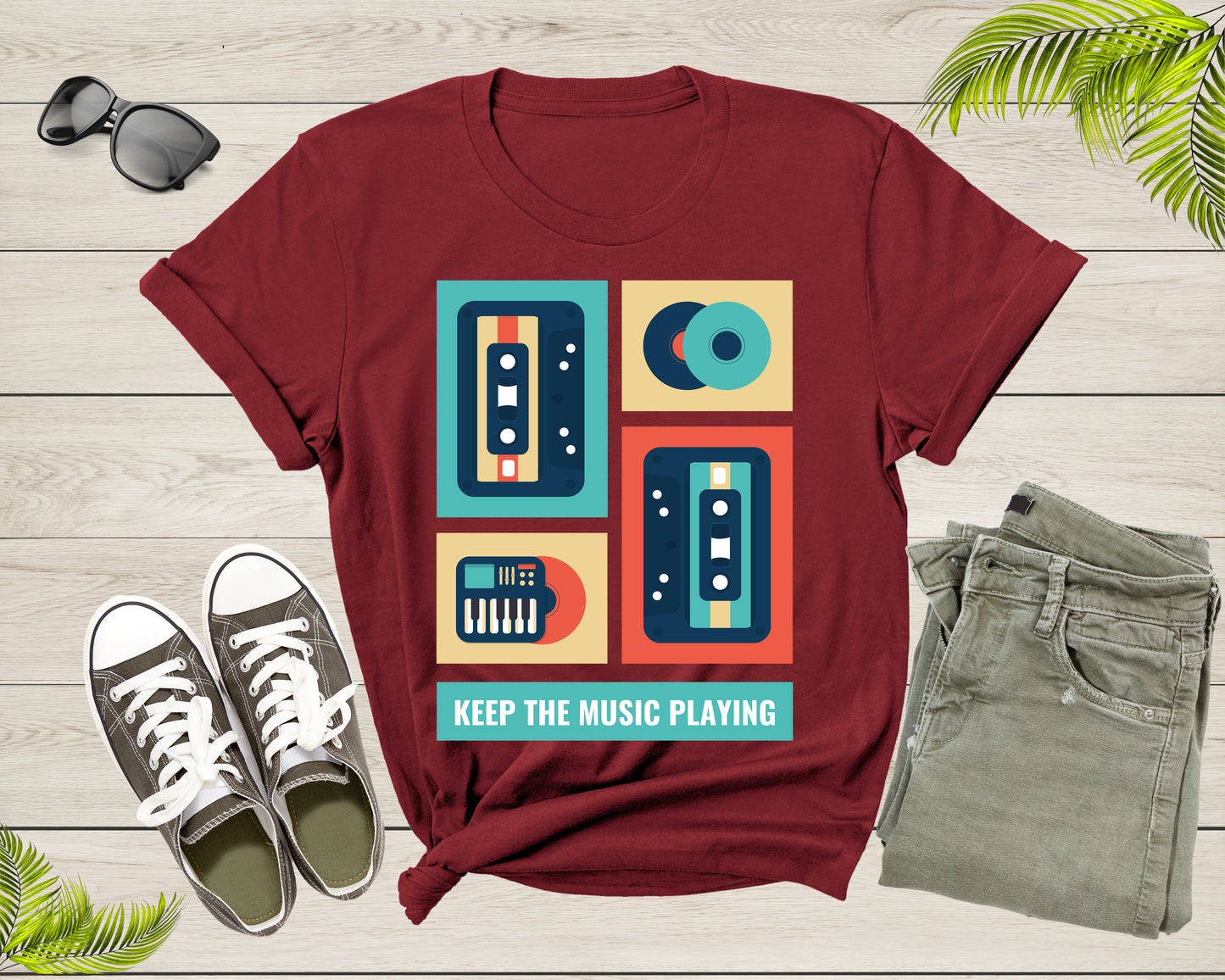 Music Lover Men Women Kids Girls Boys Keep the Music Playing T-Shirt Musician Retro Cassette Lover Gift T Shirt for Boys Girls Teens Tshirt