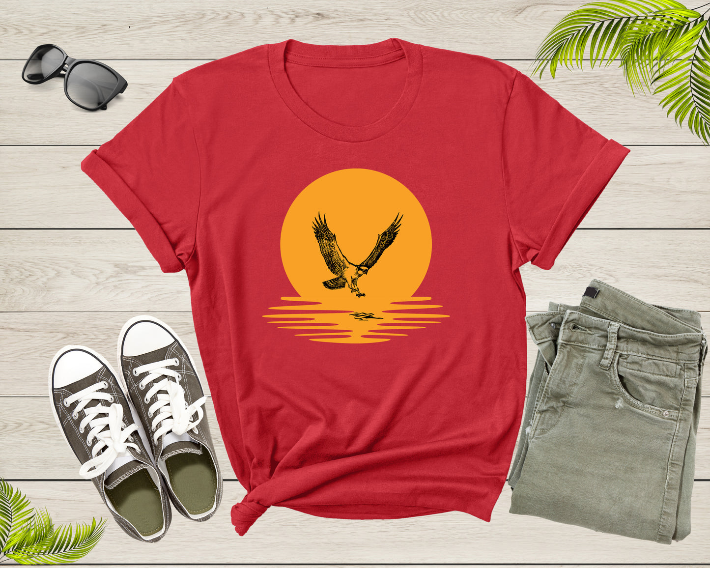 Osprey Bird Hunting Sunset Orange for Men Women Boys Girls T-Shirt Flying Osprey Sea Bird Lover Gift T Shirt for Boys Girls Teens Tshirt