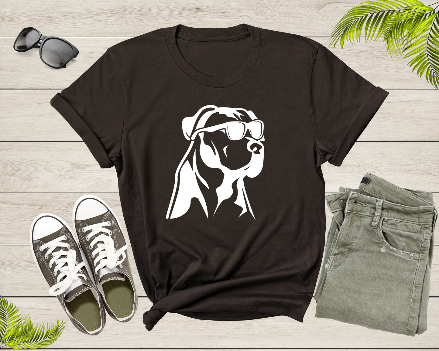 Pet Dog Doggie Puppy Animal Wearing Sunglasses Eyeglasses T-Shirt Dog Puppy Lover Owner Gift T Shirt for Men Women Kids Boys Girls Tshirt