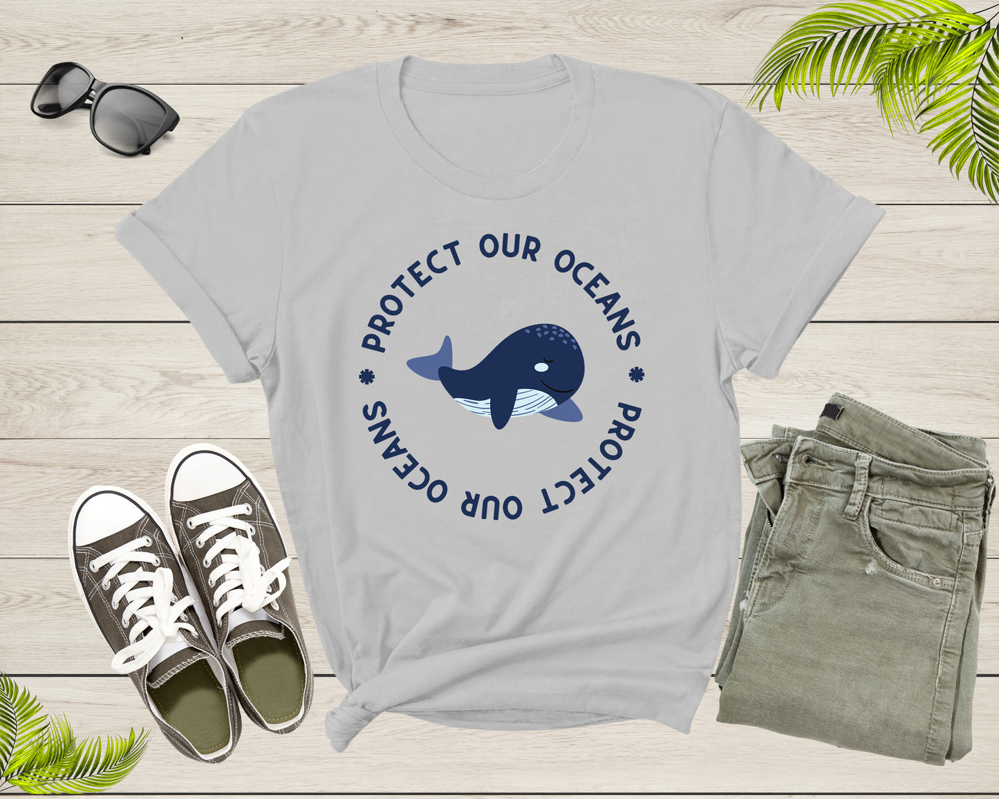 Protect Our Oceans Swimming Cute Whale Orca in Sea Ocean T-Shirt Whale Lover Gift T Shirt for Men Women Kids Boys Girls Teens Tshirt