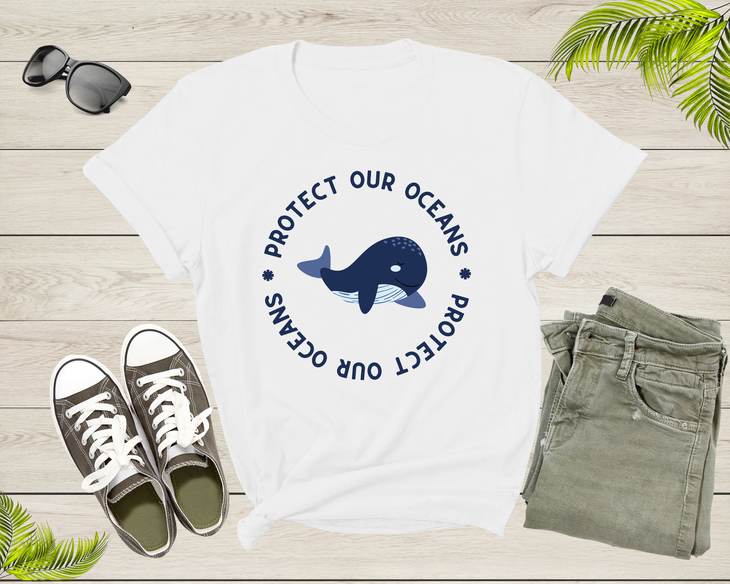Protect Our Oceans Swimming Cute Whale Orca in Sea Ocean T-Shirt Whale Lover Gift T Shirt for Men Women Kids Boys Girls Teens Tshirt