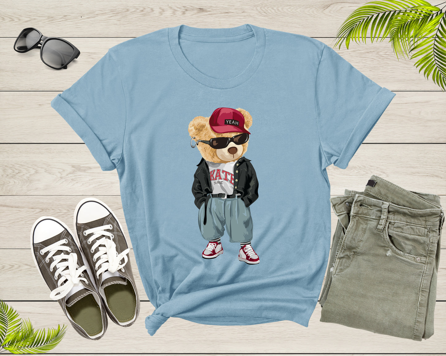 Punk Rocker Rapper Popster Punker Teddy Bear Rap Hip Hop T-Shirt Cool Teddy Bear Lover Gift T Shirt for Men Women Kids Boys Girls Tshirt